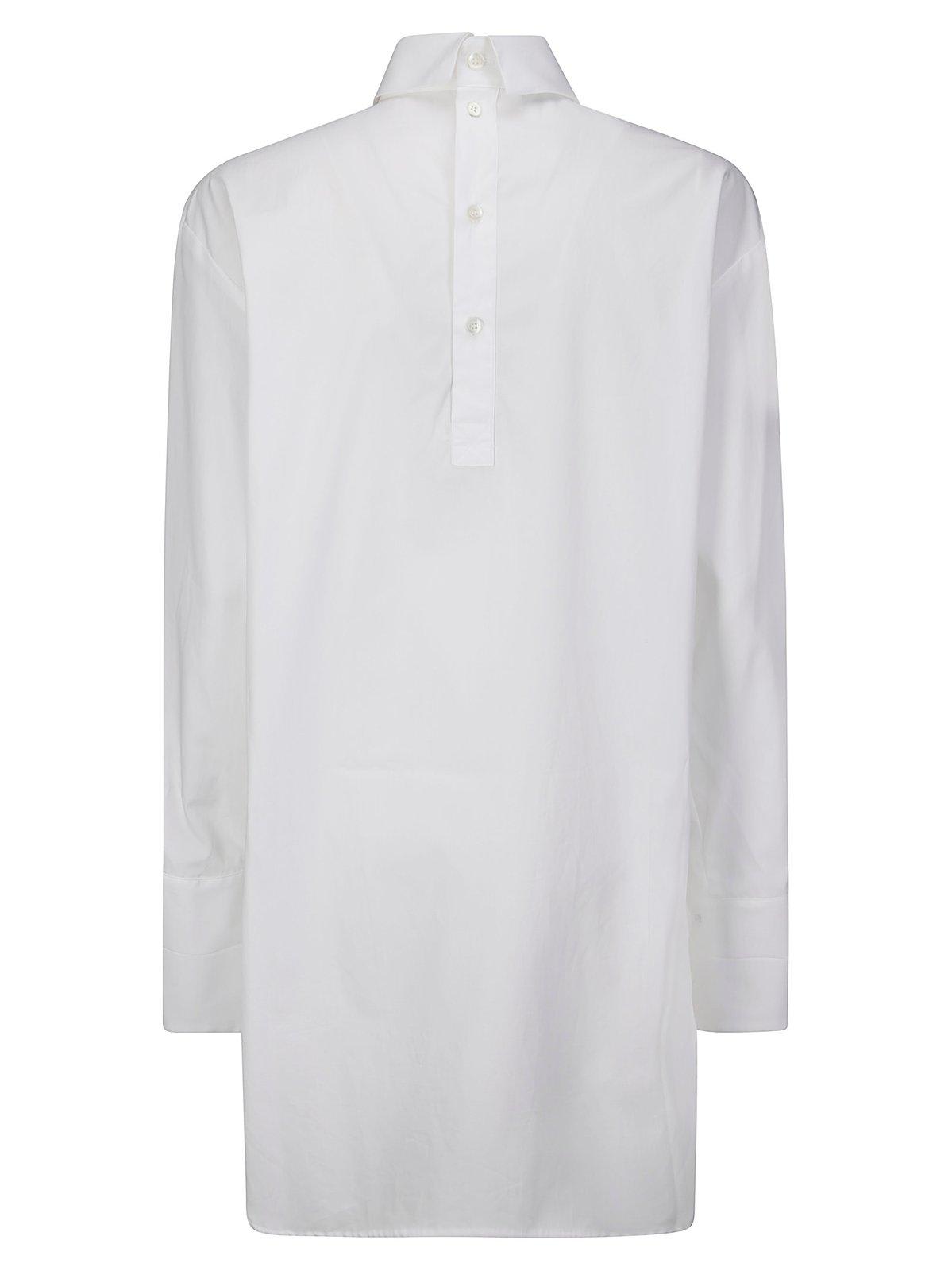 Dries Van Noten Corso Asymmetrical Cotton Shirt In Bianco