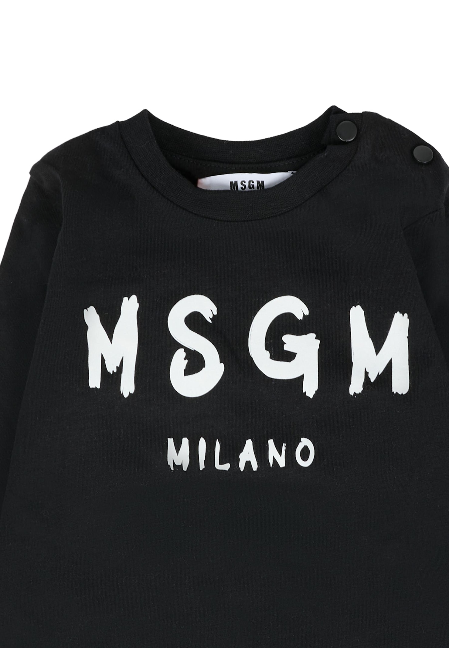 Msgm Black T-shirt For Babykids With Logo In Black