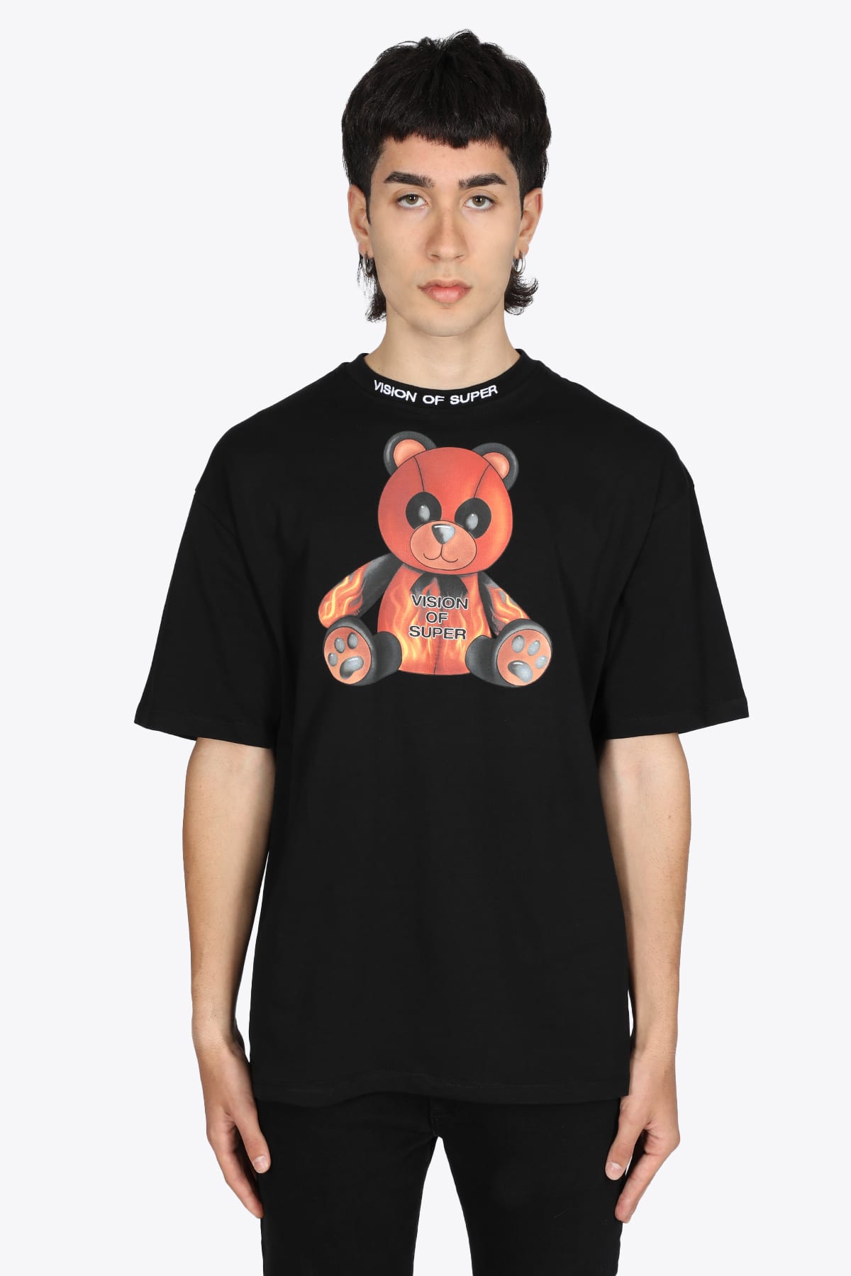Vision of Super Vos/b1pandy Cotton Black cotton t-shirt with panda print