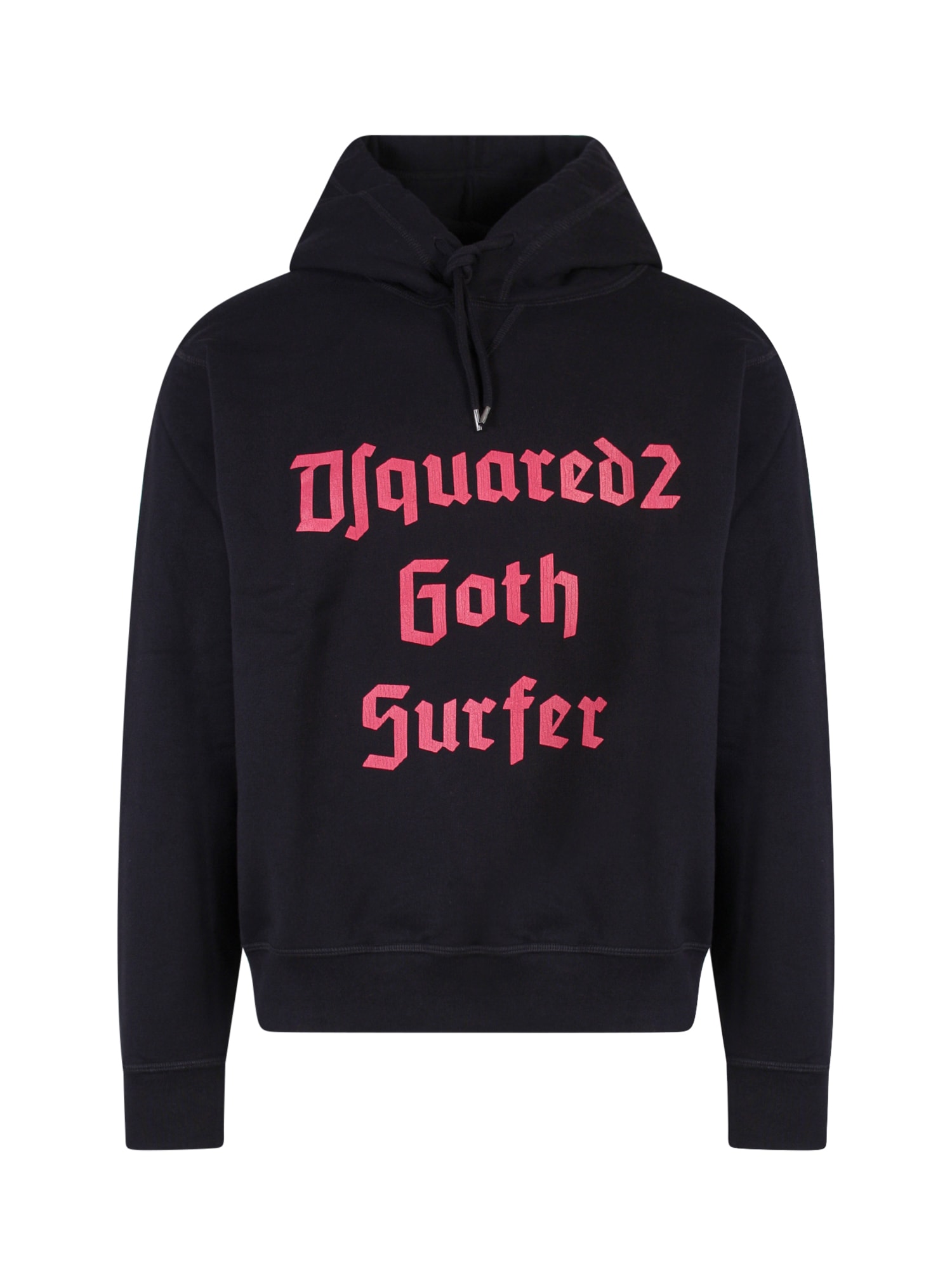 Dsquared2 Fleeced Cotton Gothsurfer Hoodie In Black