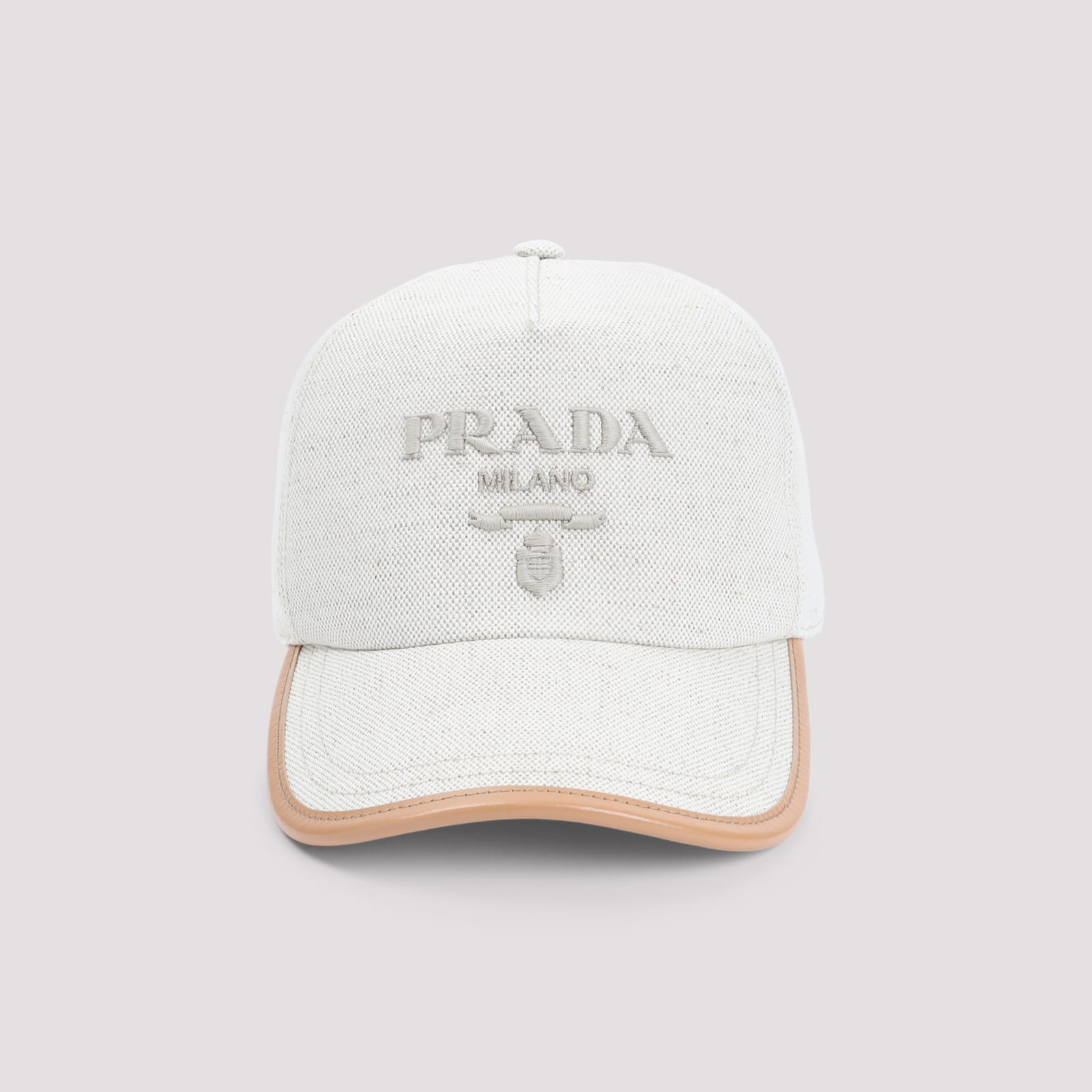 Prada Baseball Hat With Adjustable Strap And Contrast Trim In White