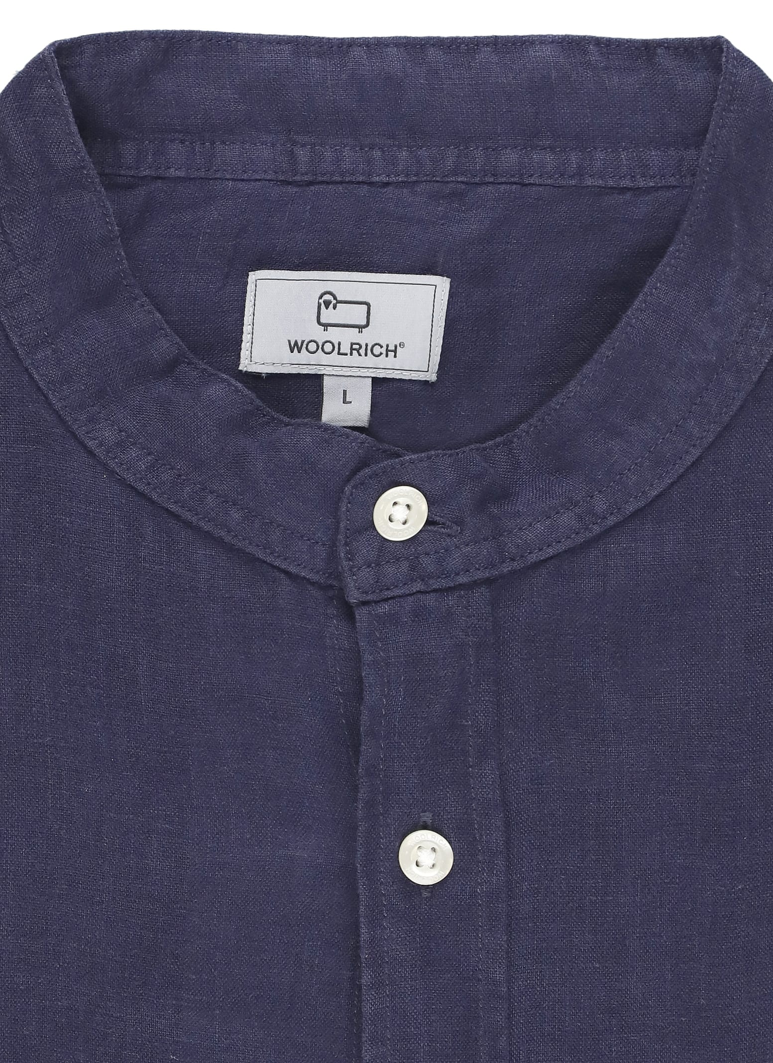 Shop Woolrich Linen Shirt In Navy