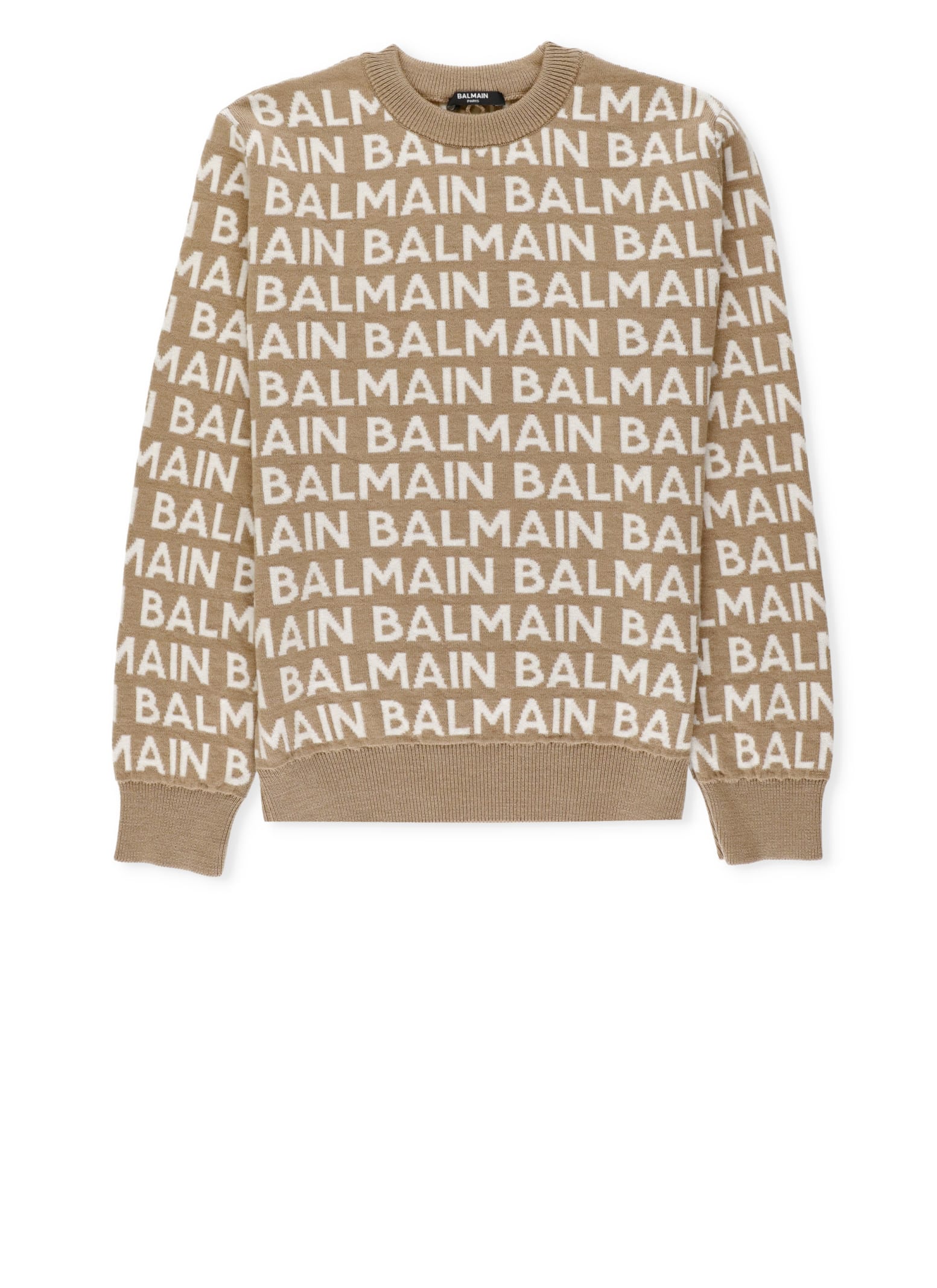 BALMAIN WOOL SWEATER WITH LOGO