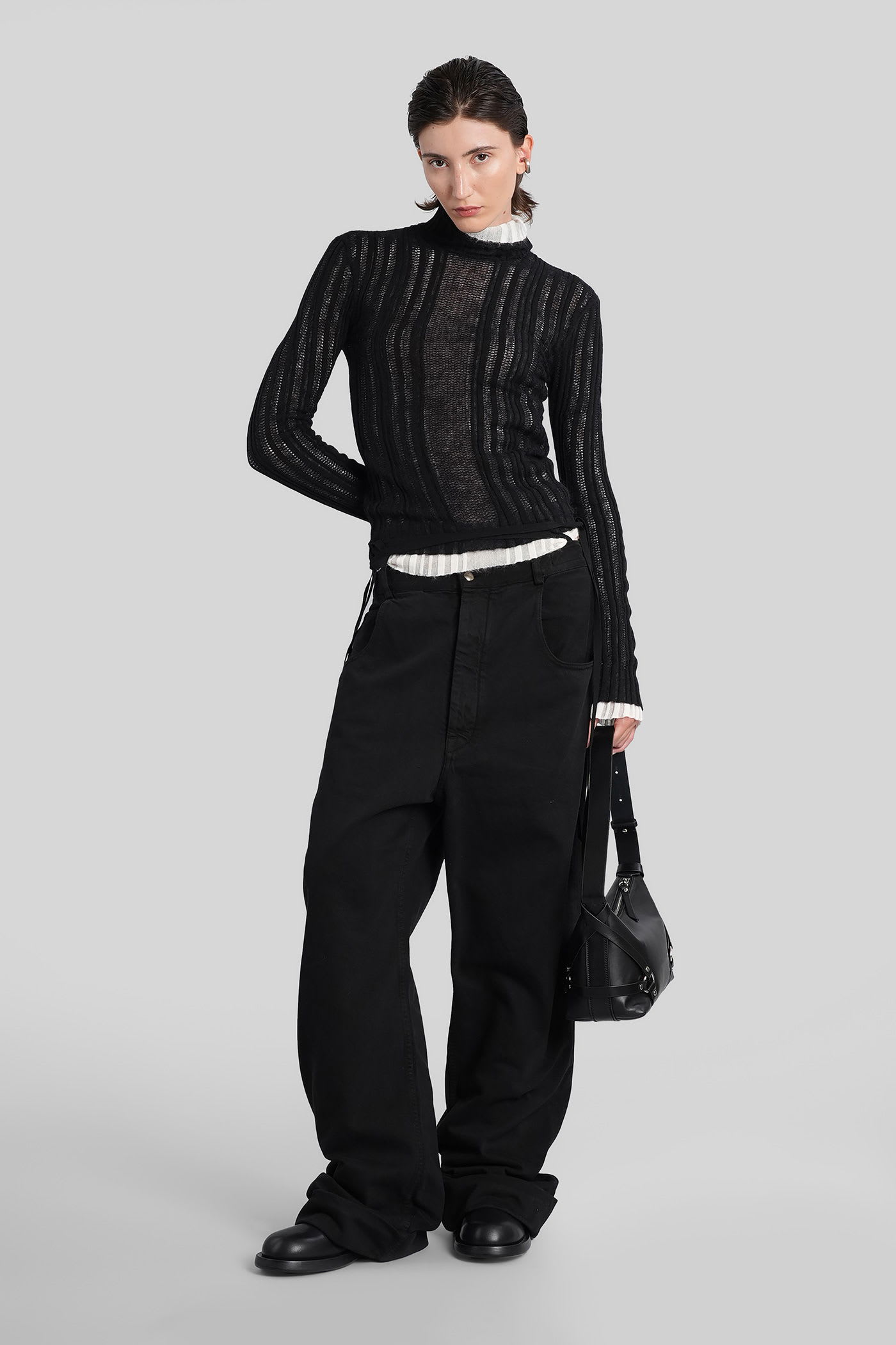 Ann Demeulemeester Aamu Knitwear In Black Cotton In Black