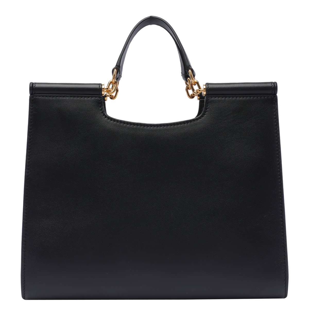 Dolce & Gabbana Black Calfskin Tote Bag With Adjustable Shoulder Strap In Black