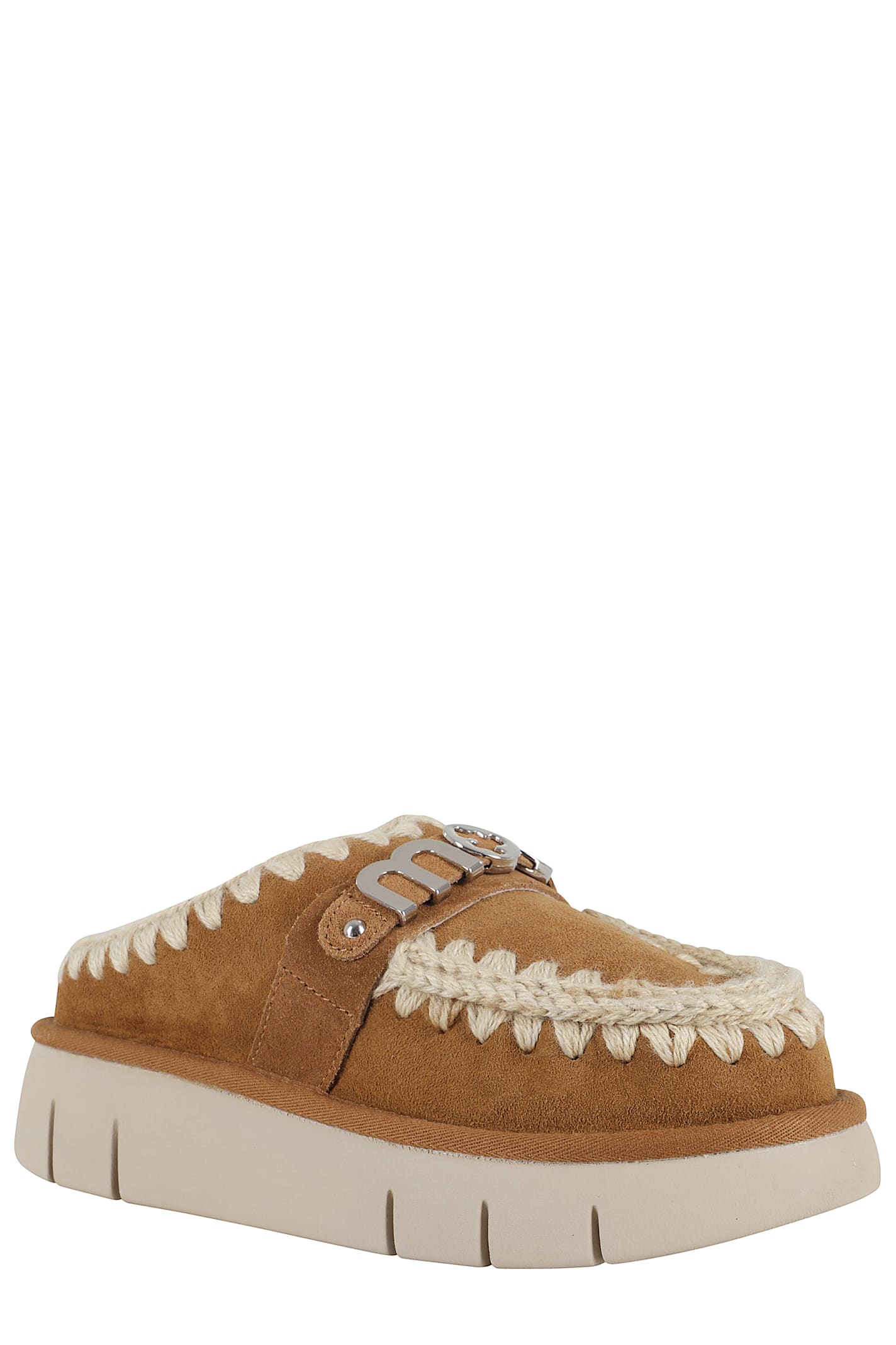 Mou Bounce Double-face Sheepskin Clog In Brown