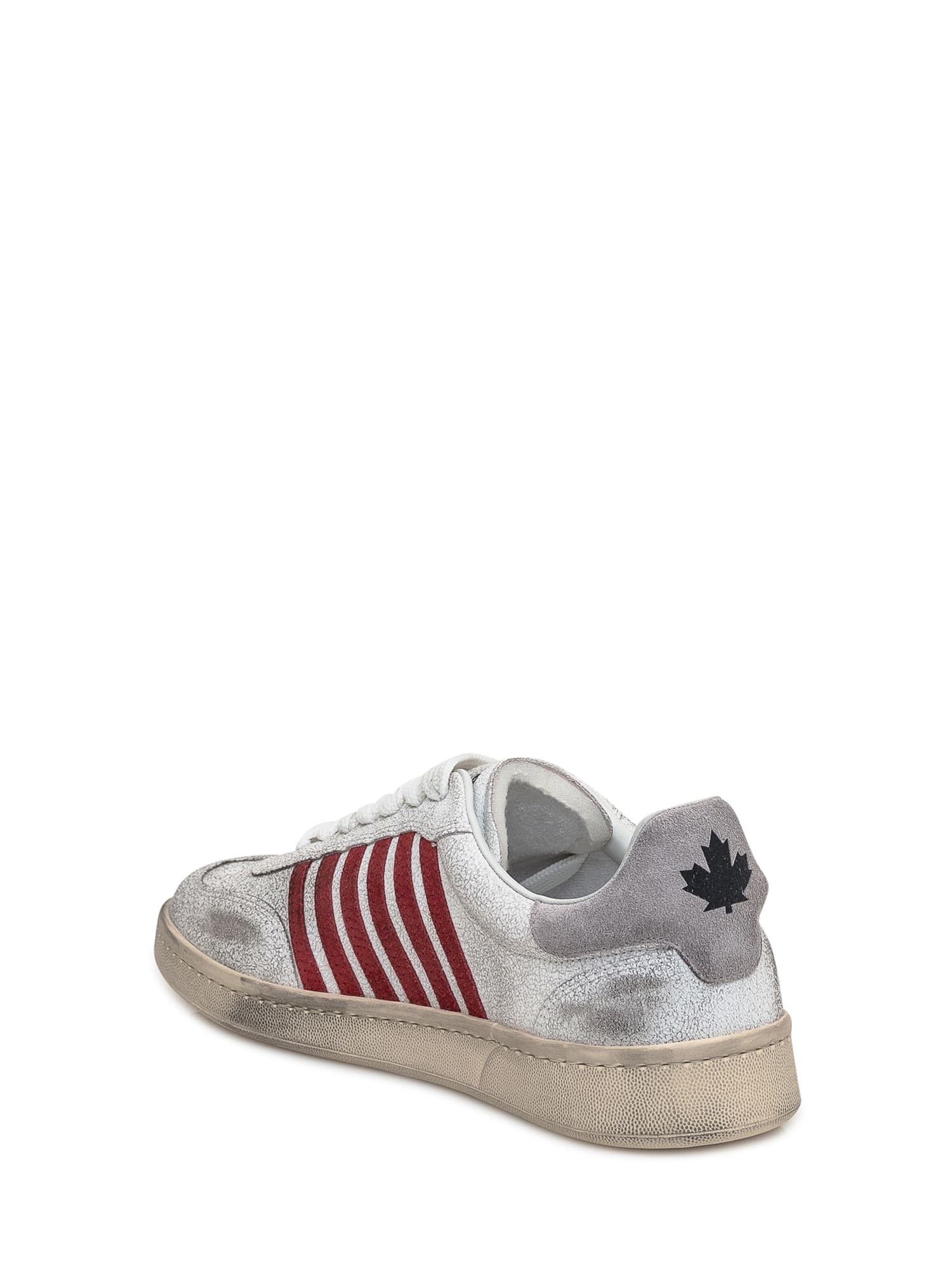 Shop Dsquared2 Boxer Sneaker In Bianco-bordeaux-grigio