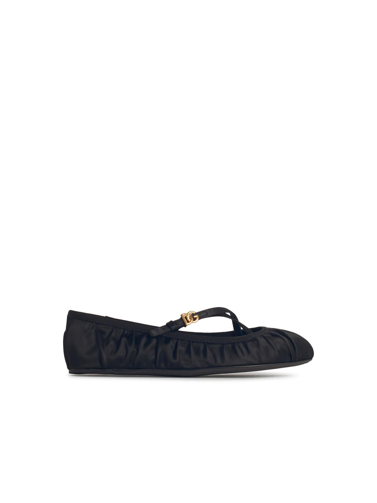 Black Satin Ballet Flats