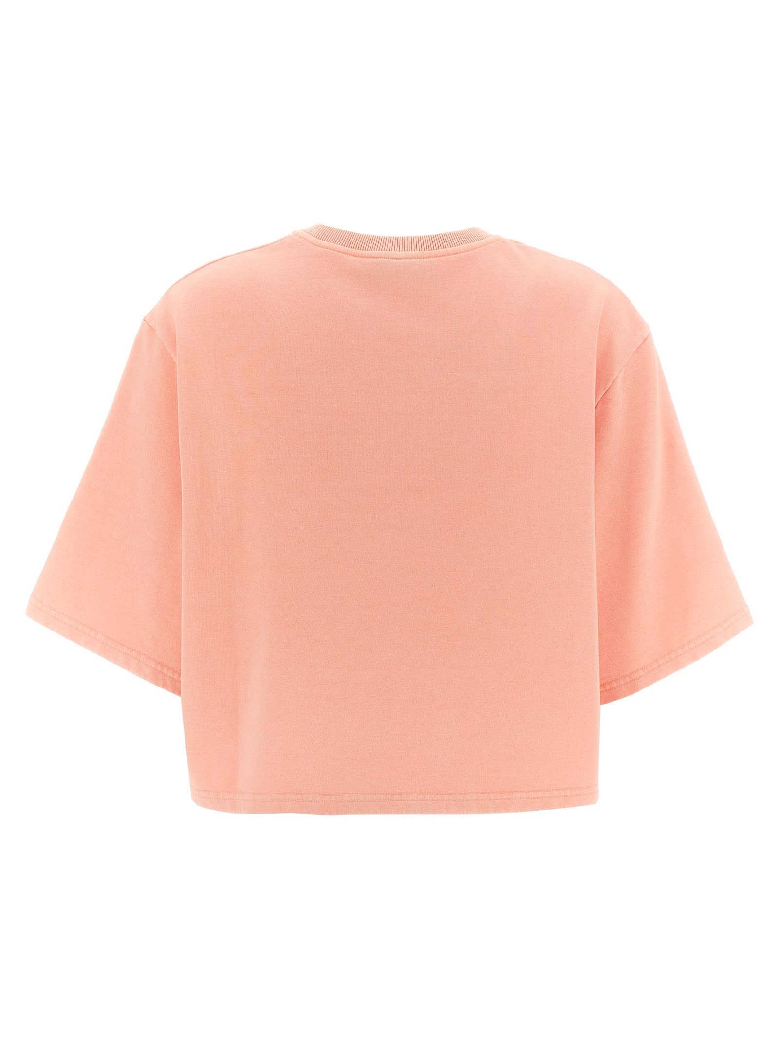 Fendi Women Pink T-shirt With Cropped Design And Raised Logo On The Front In Cotton Woman In Pink