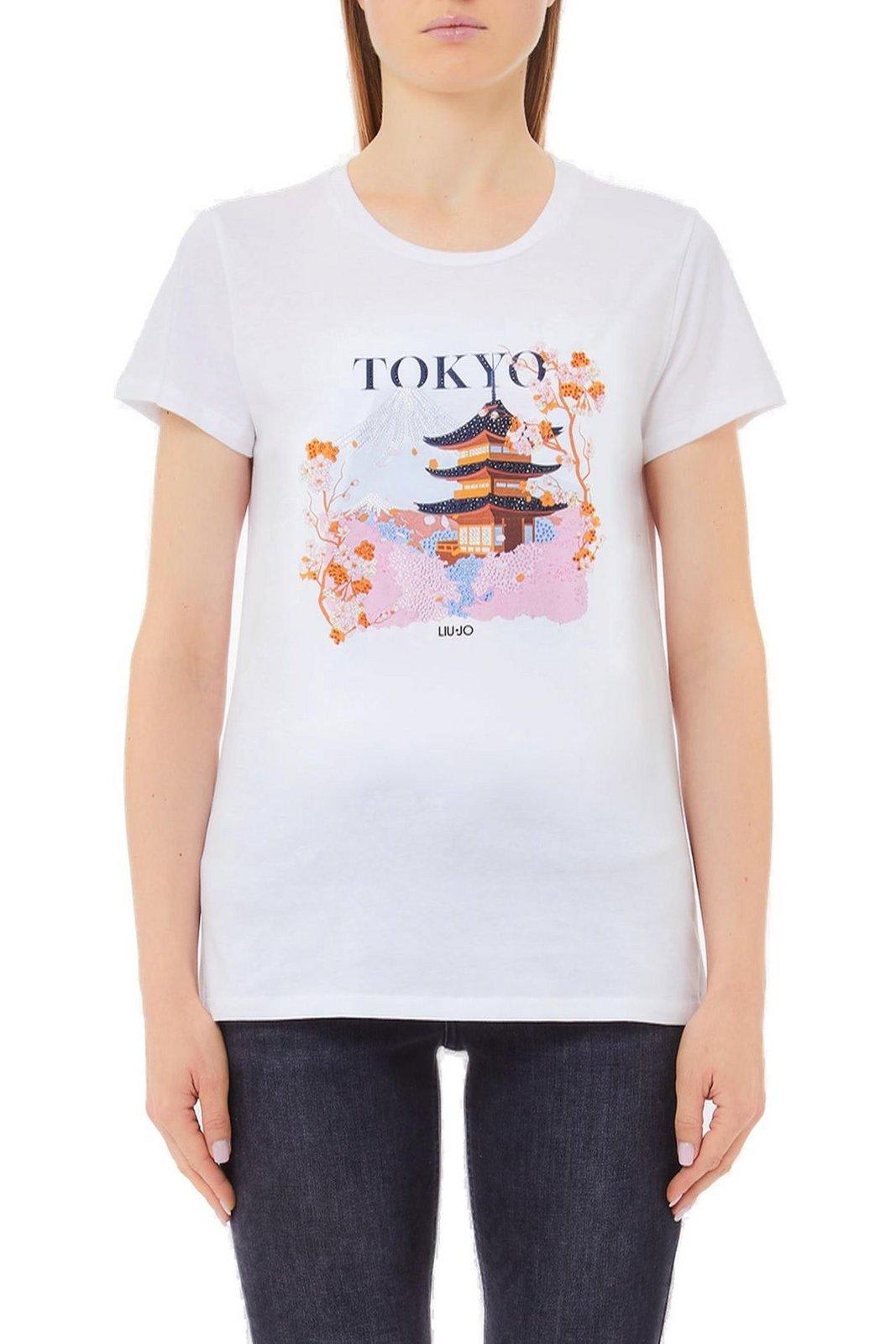 Liu-Jo Graphic Printed Embellished T-shirt