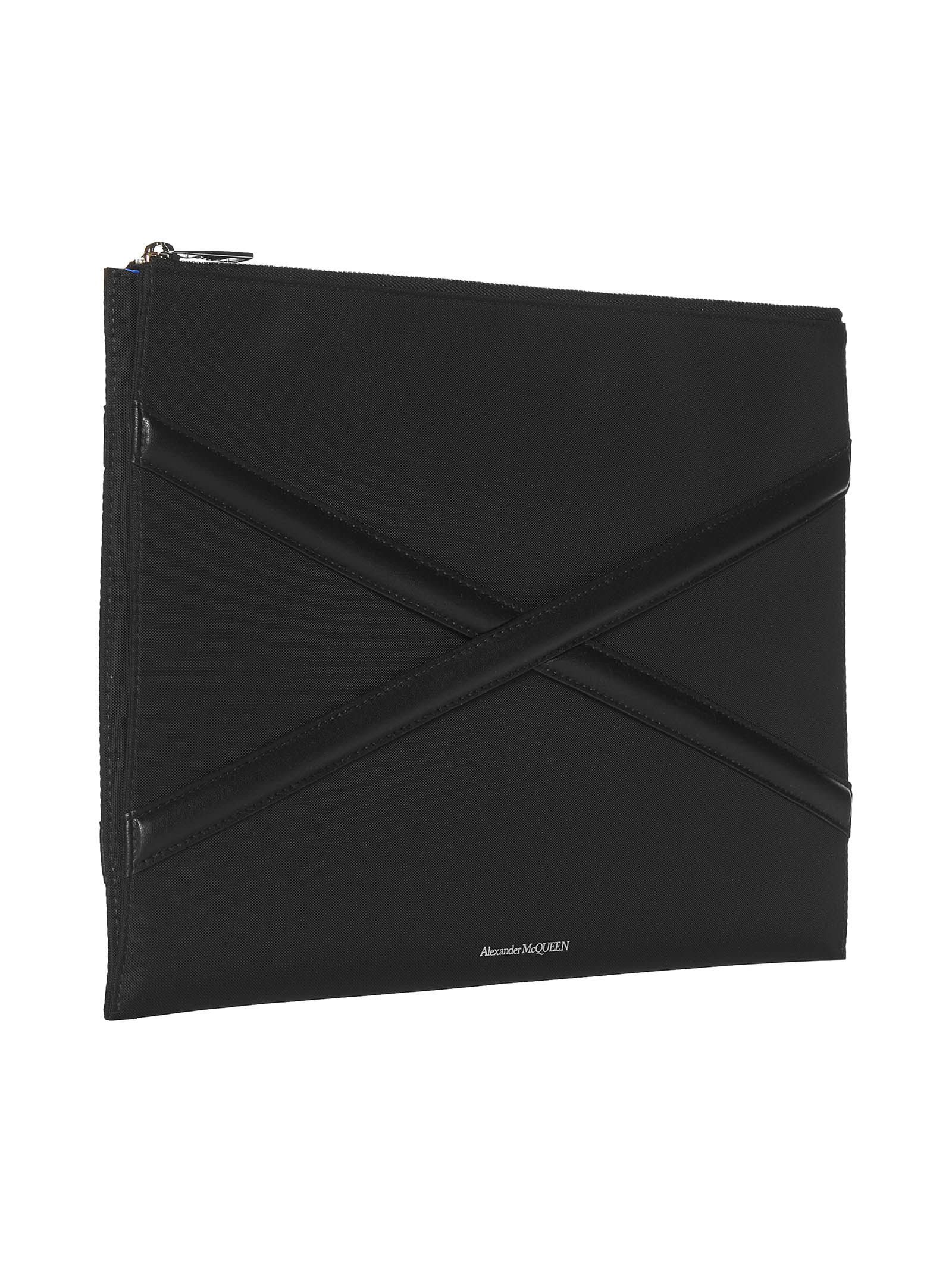 Alexander Mcqueen Harness Nylon Pouch-bag With Logo In Black