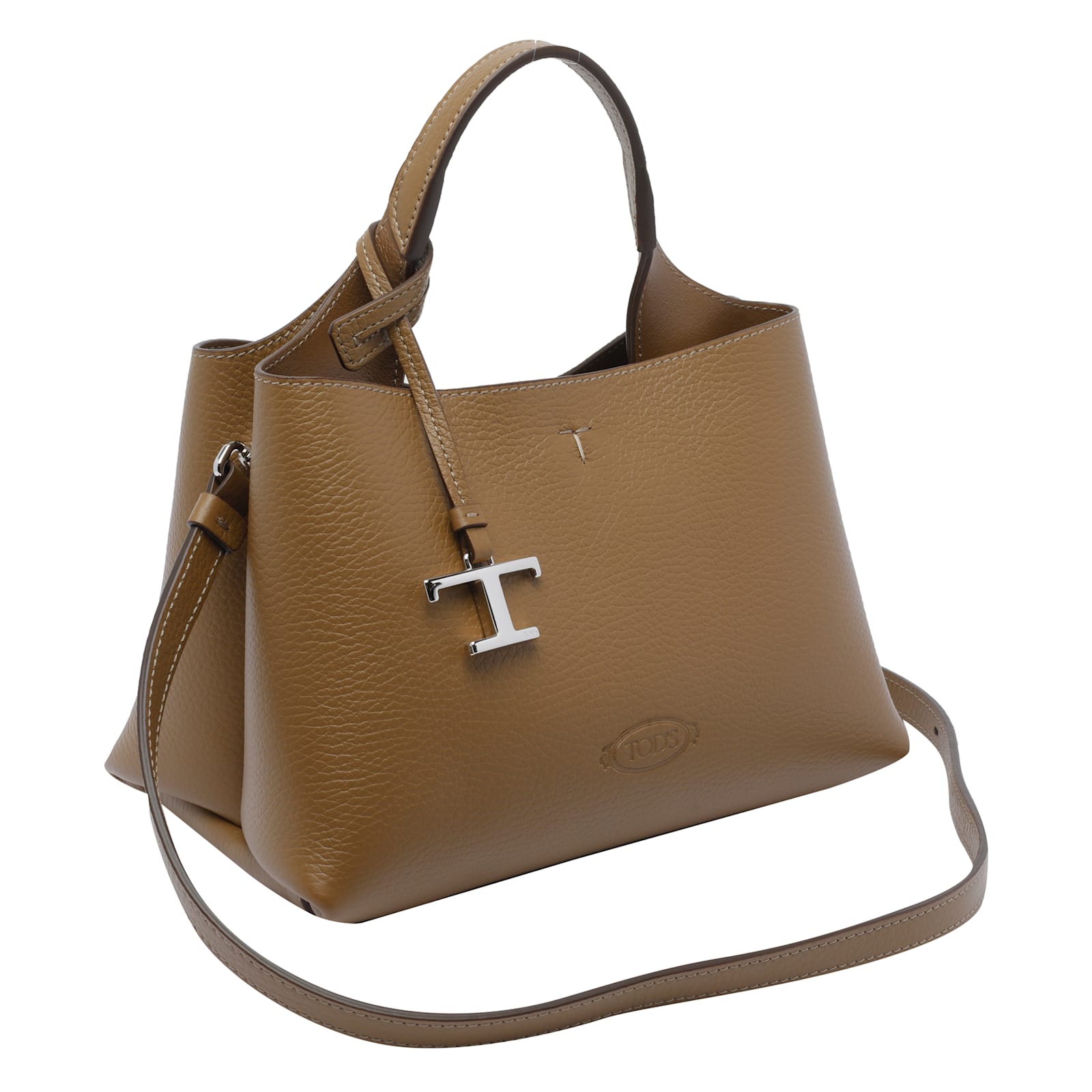 Tod's Micro Handbag With Textured Finish And Adjustable Strap In Brown