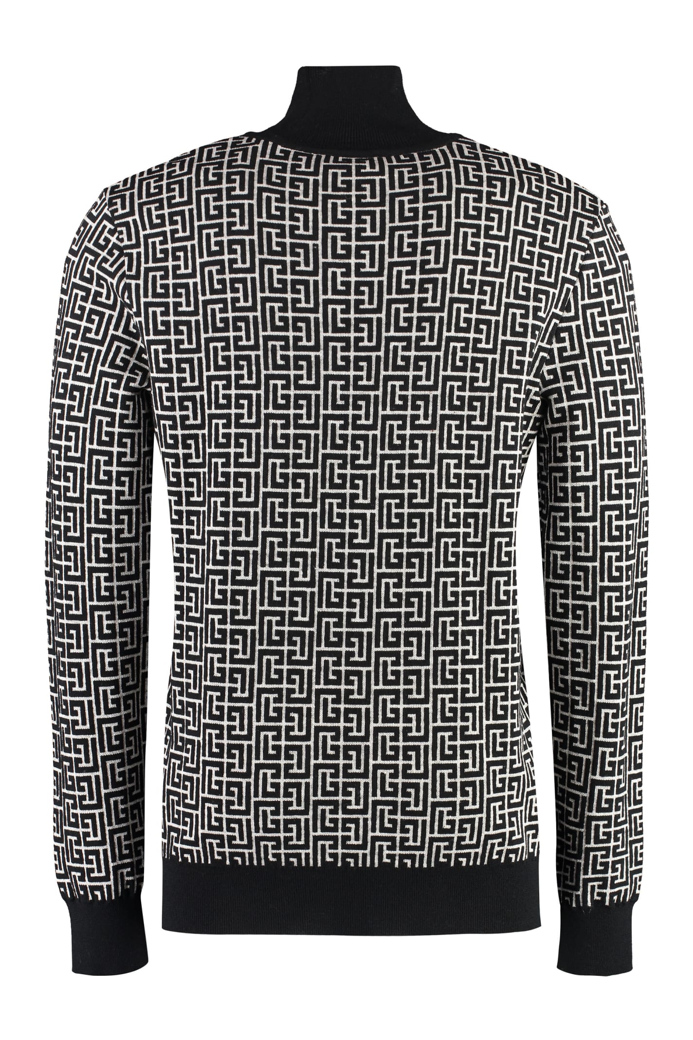 Shop Balmain Wool Blend Turtleneck Sweater In Black