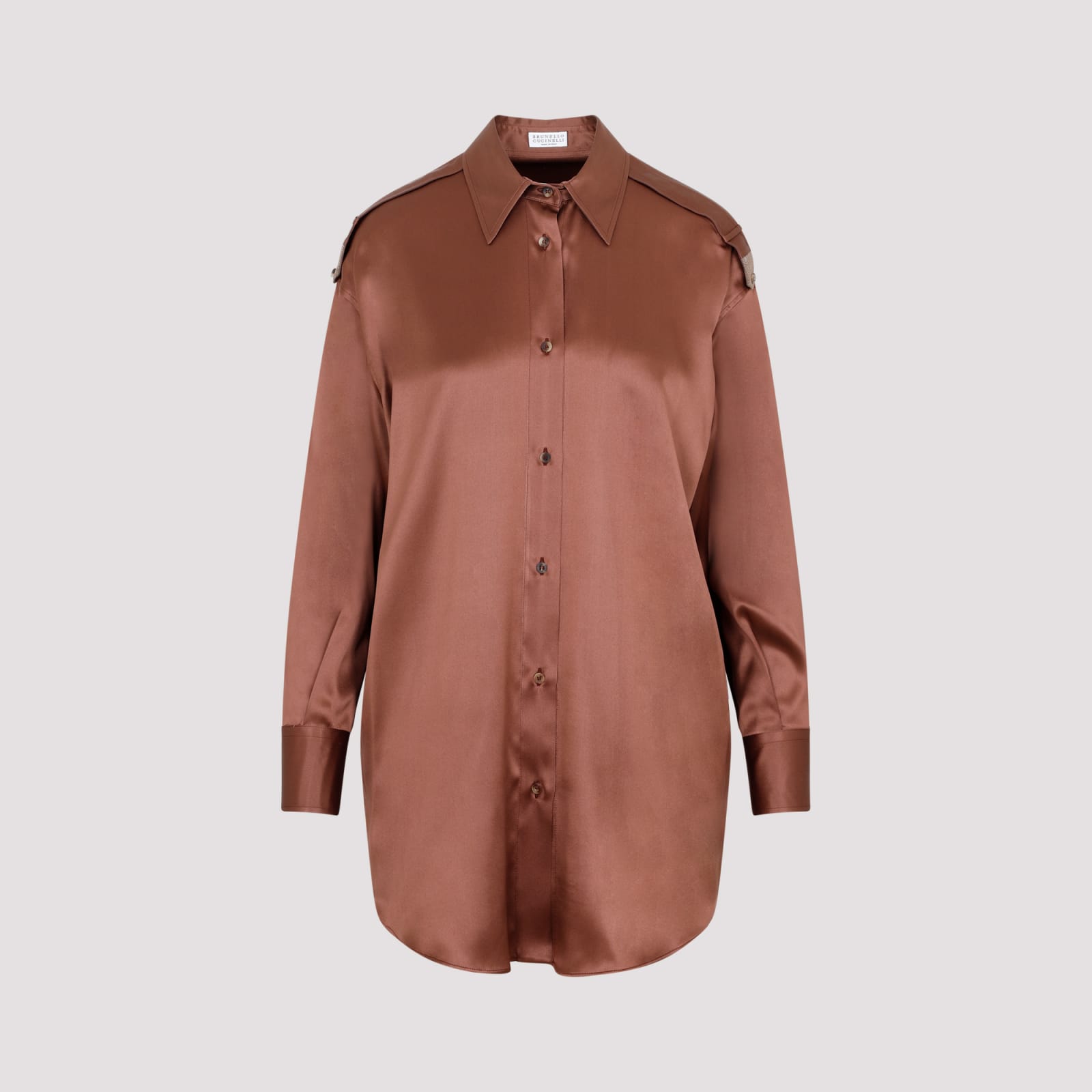 Shop Brunello Cucinelli Silk Shirt In Palissandro