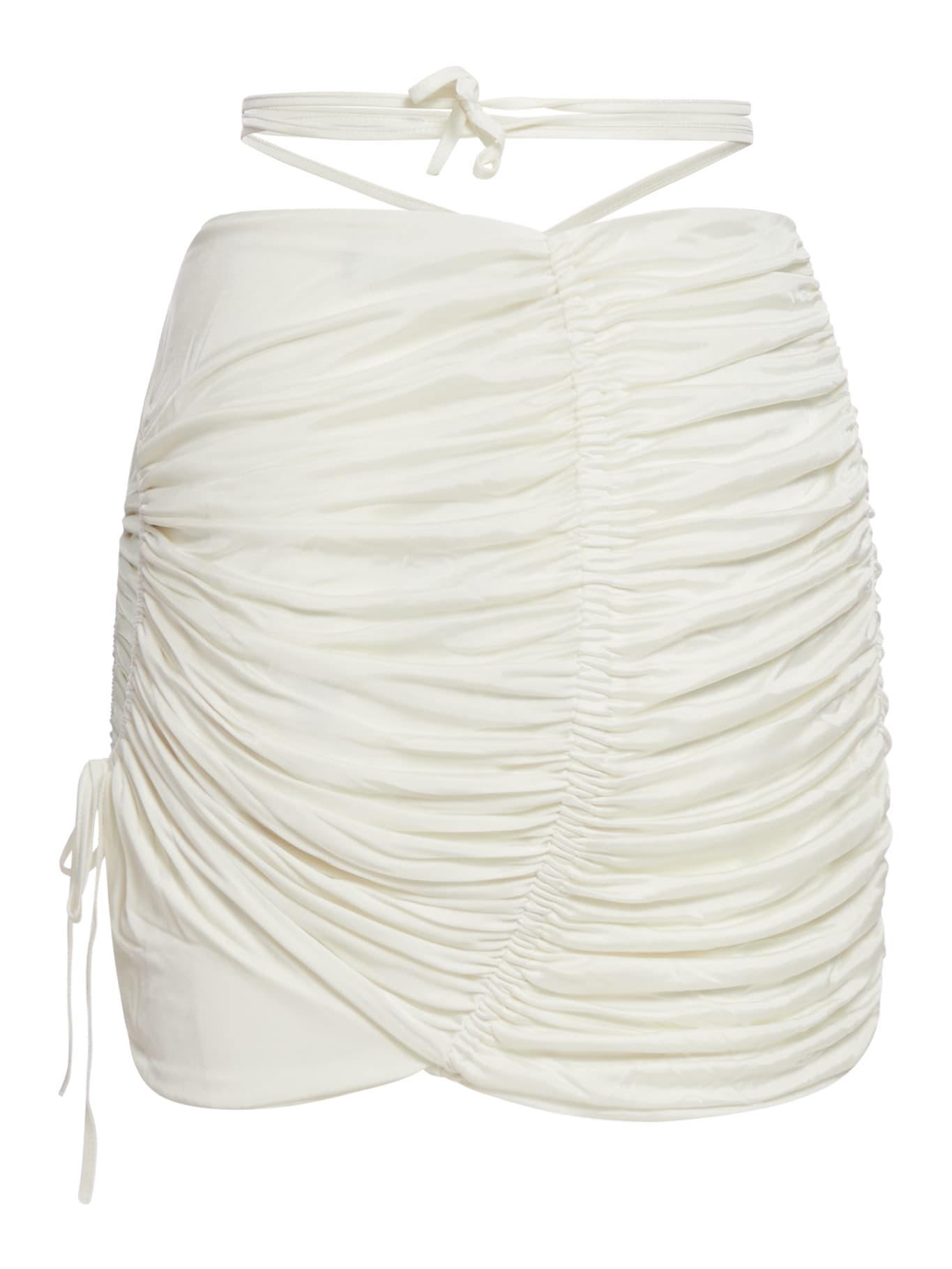 Shop Andreädamo Draped Jersey Mini Skirt With Cut-out An In Ivory