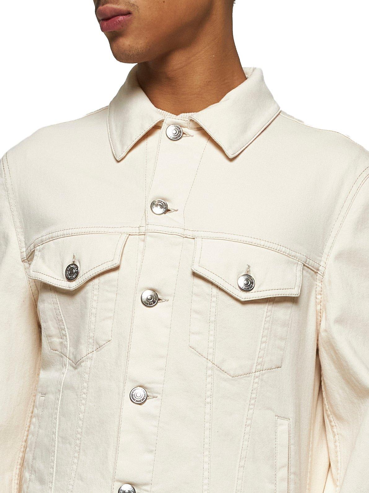 Brunello Cucinelli Classic White Denim Jacket For Men In Beige