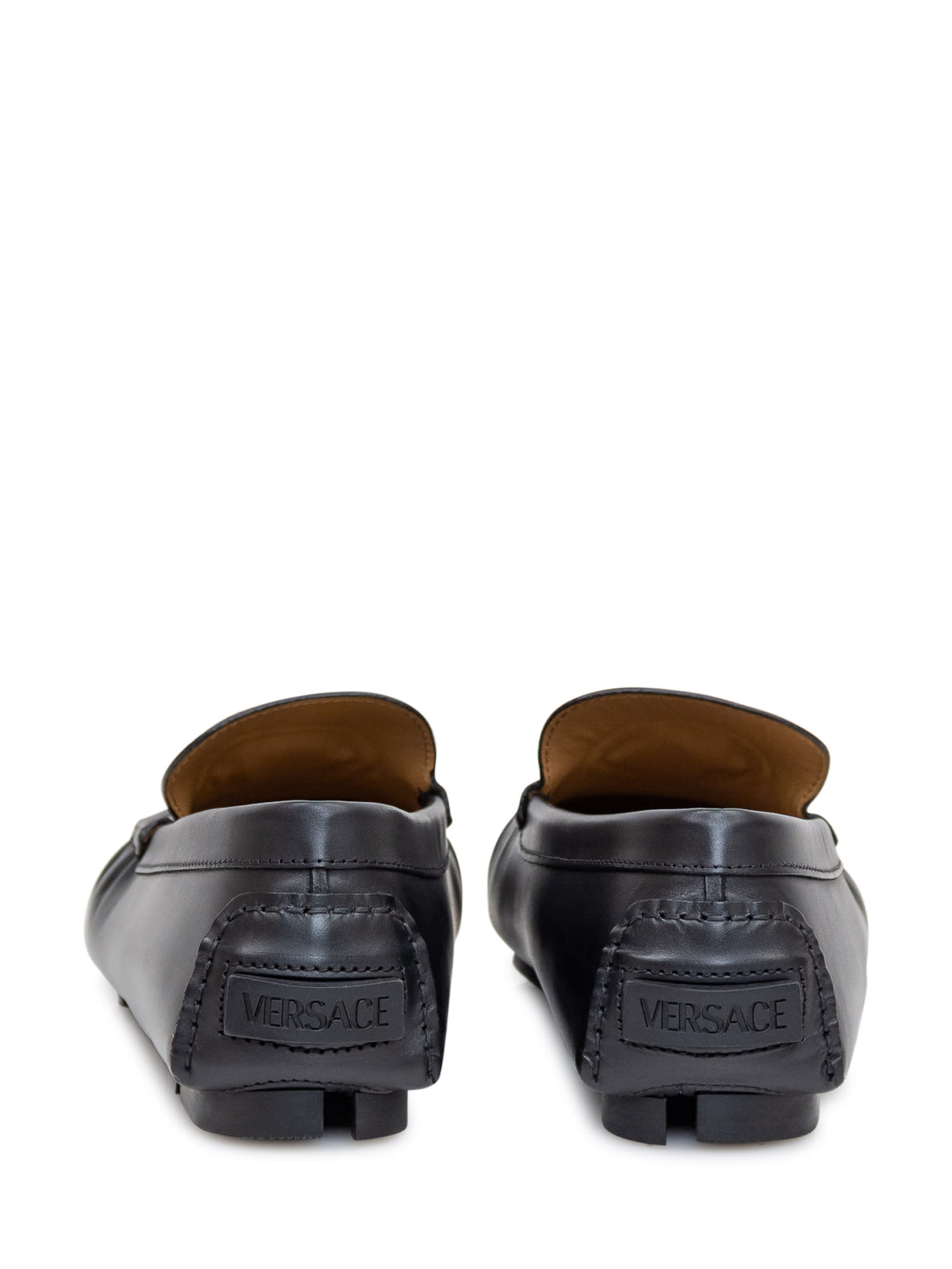 Shop Versace Loafers The Medusa In Nero