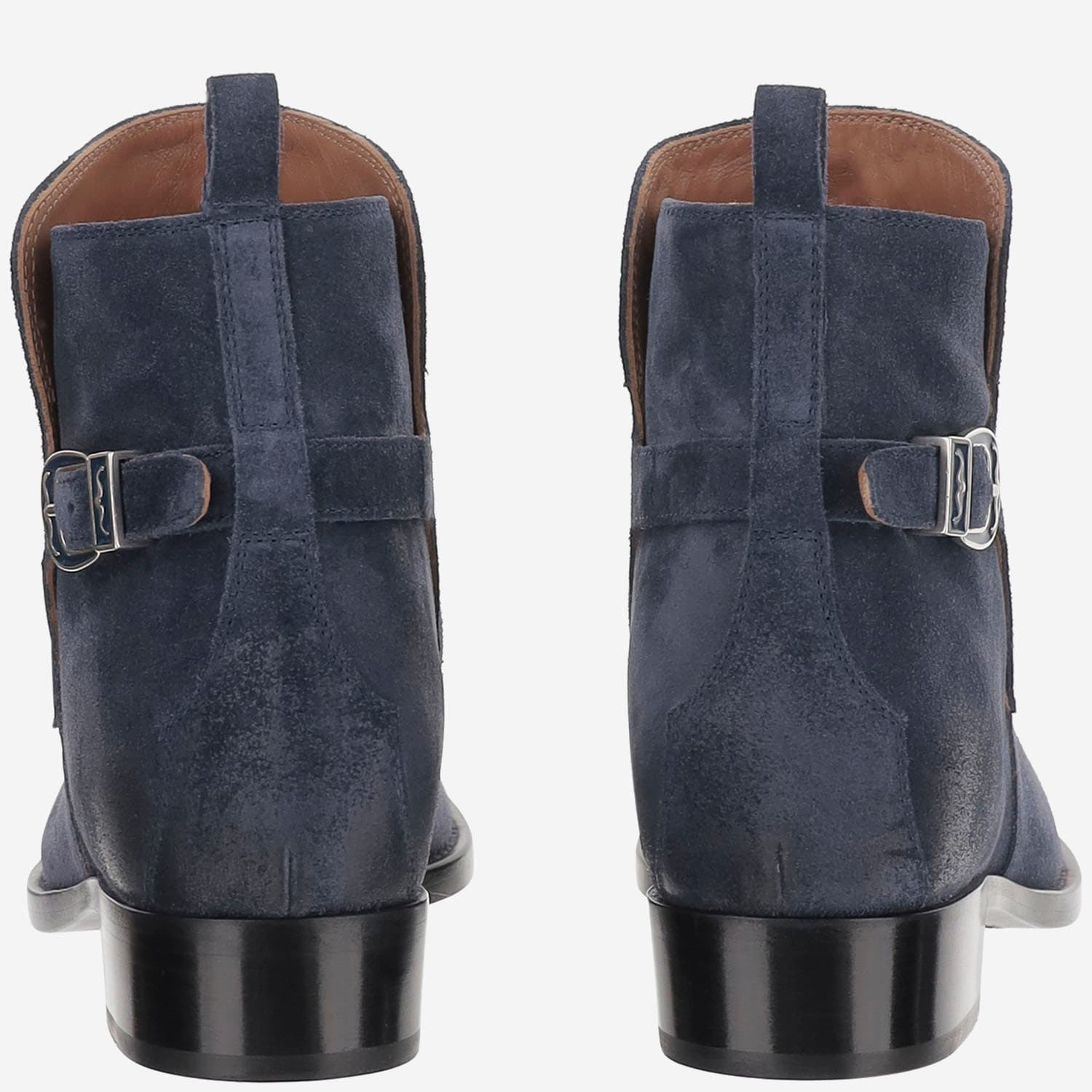 Sartore Buckle-detail Ankle Boots In Blue