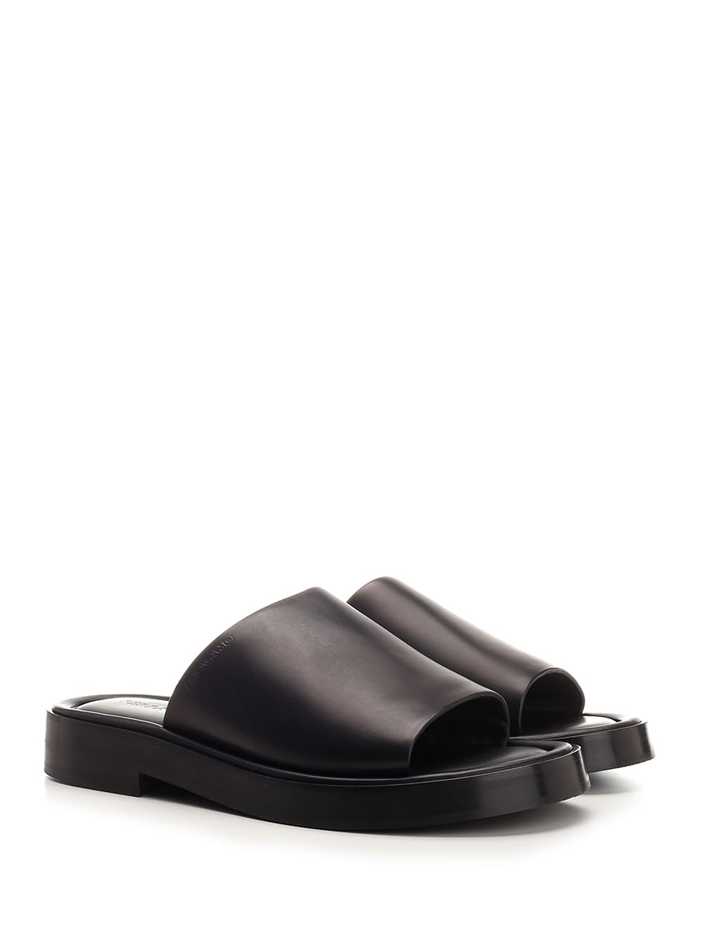 Shop Ferragamo Flat Sandal In Black Leather