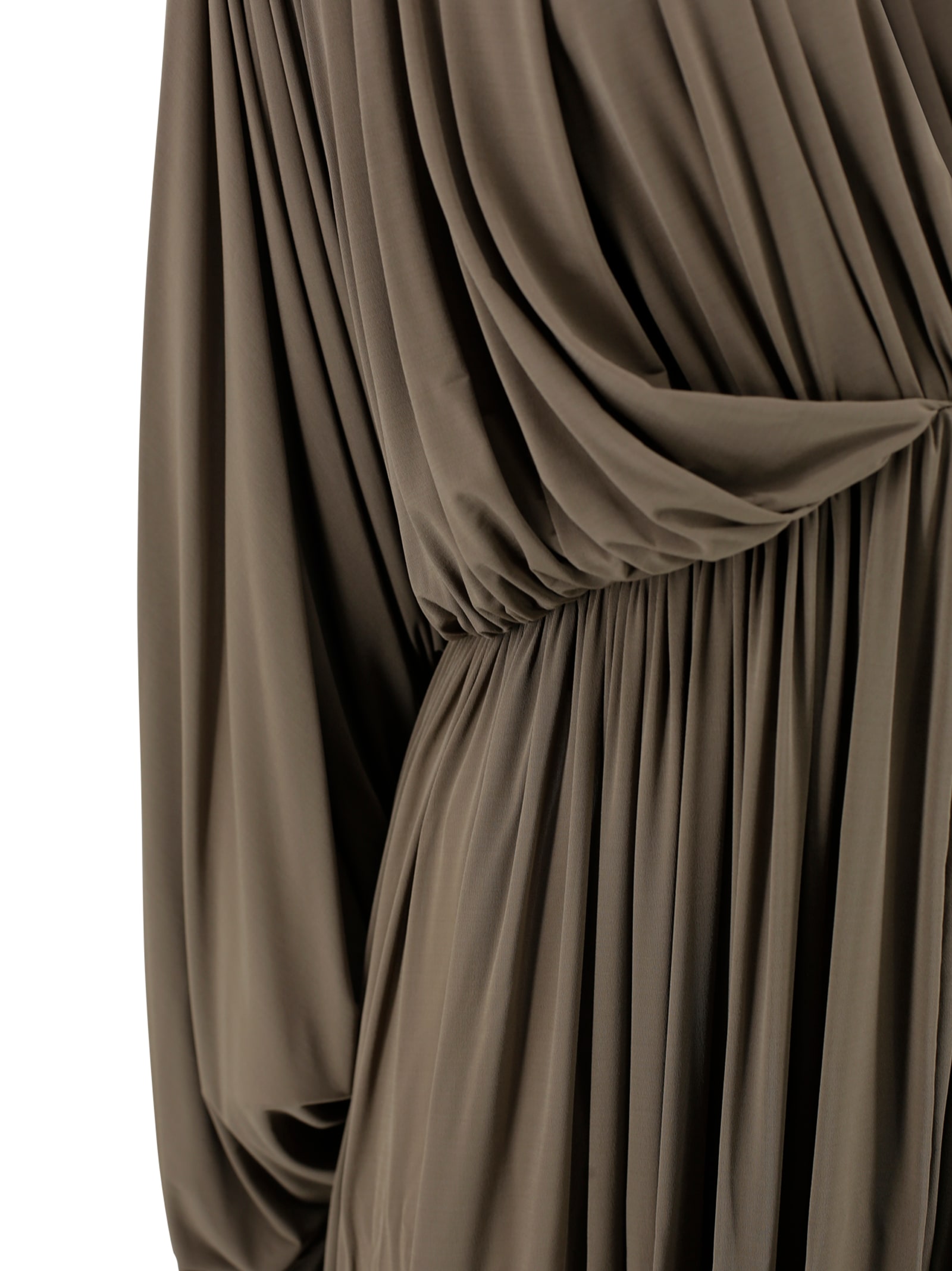 Philosophy Di Lorenzo Serafini Brown Long Dress With V-neck And Ruffle Details