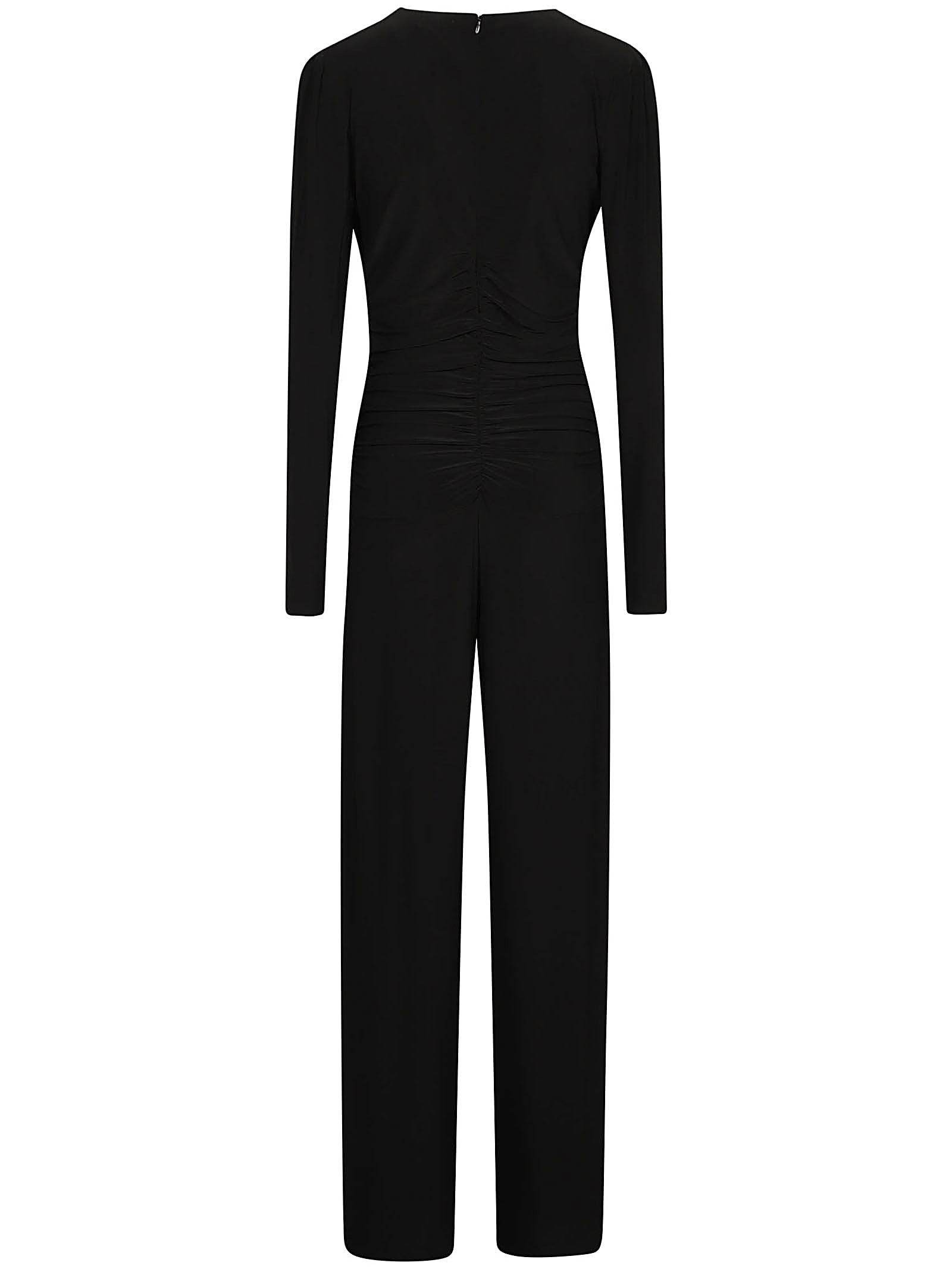 Shop Norma Kamali Long Sleeve V Neck Jumpsuit In Black