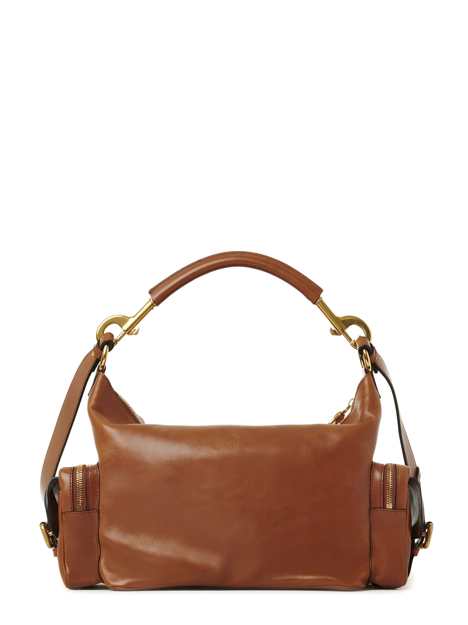 Chloé Carry Shiny Buffalo Leather Shoulder Bag In Brown