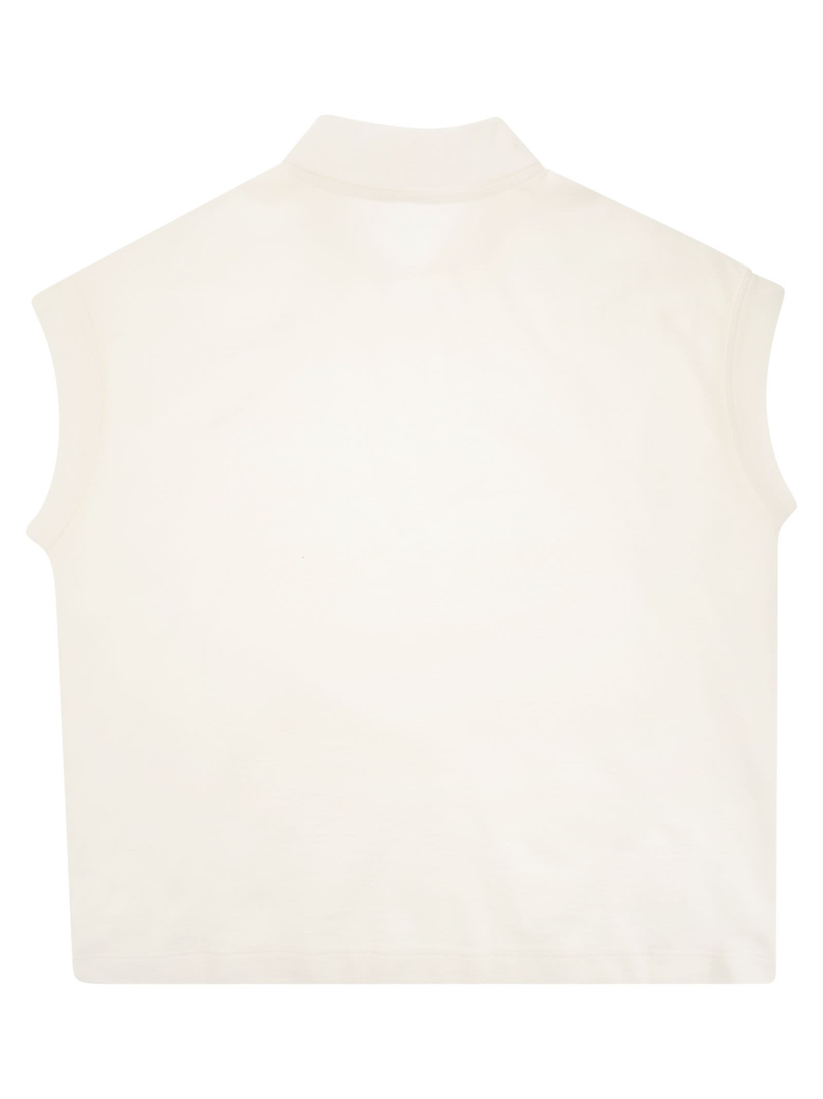 Shop Brunello Cucinelli Sleeveless Polo Shirt With Dazzling Stripes In White