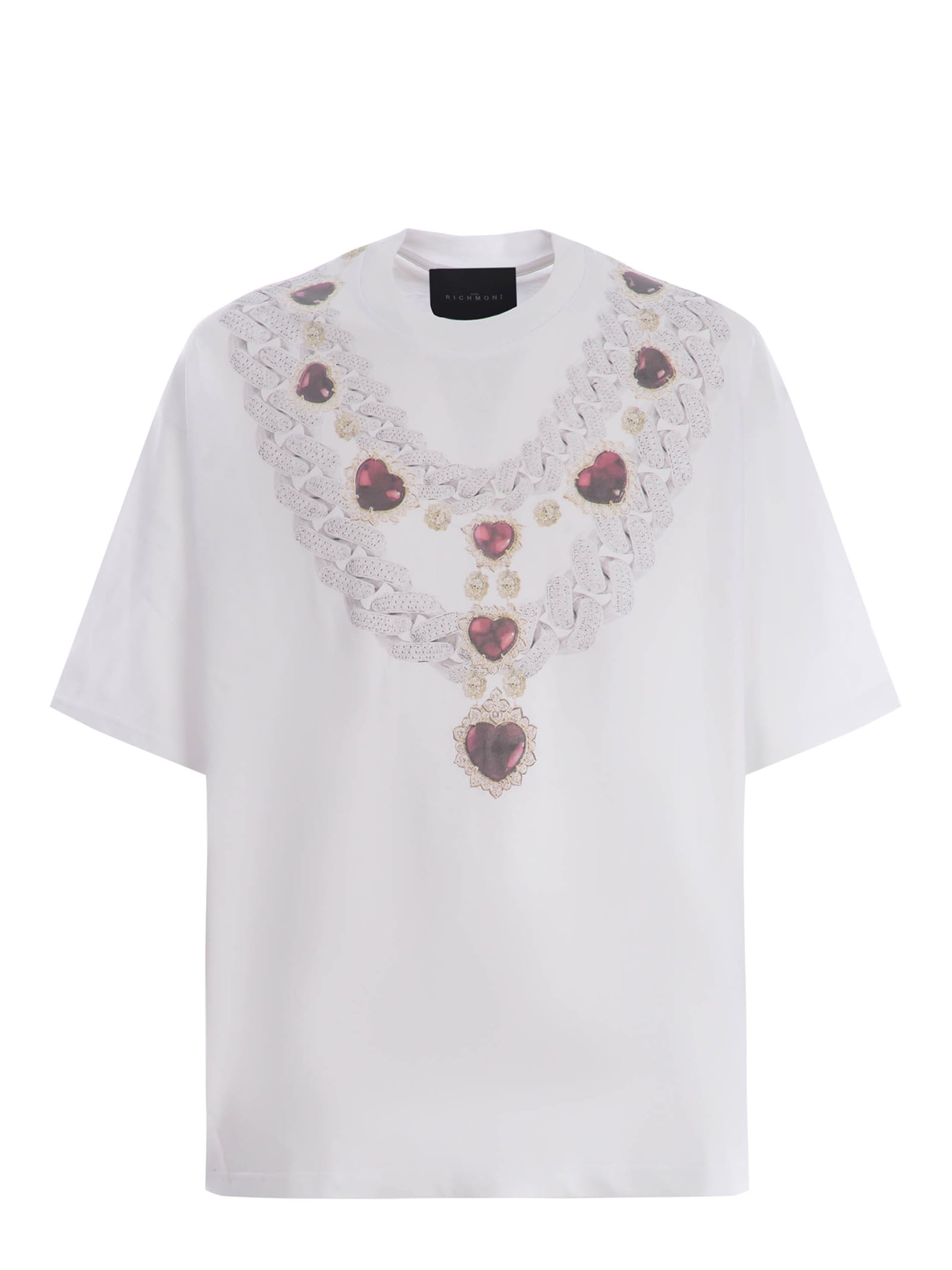 Shop Richmond T-shirt  Hearts Made Of Cotton In Bianco