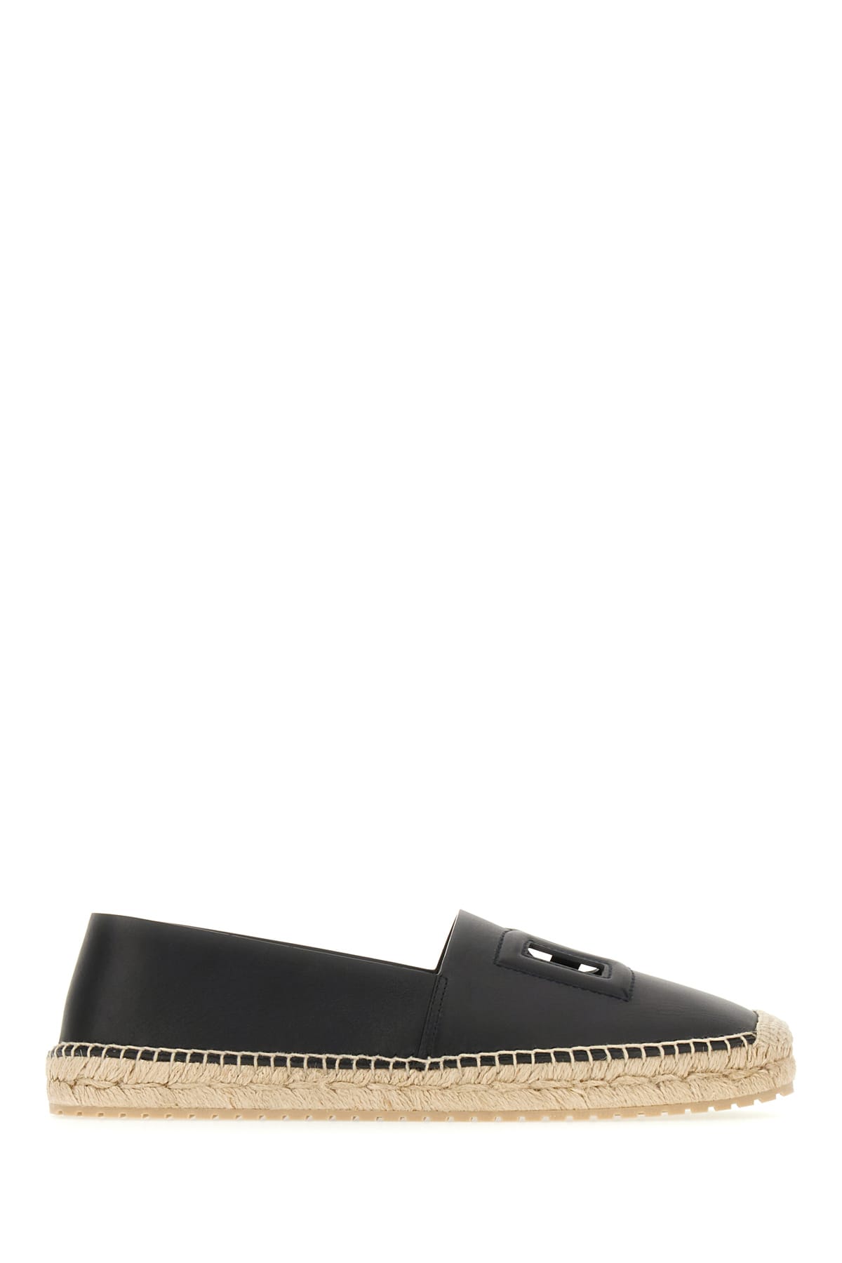 DOLCE & GABBANA BLACK NAPPA LEATHER ESPADRILLES