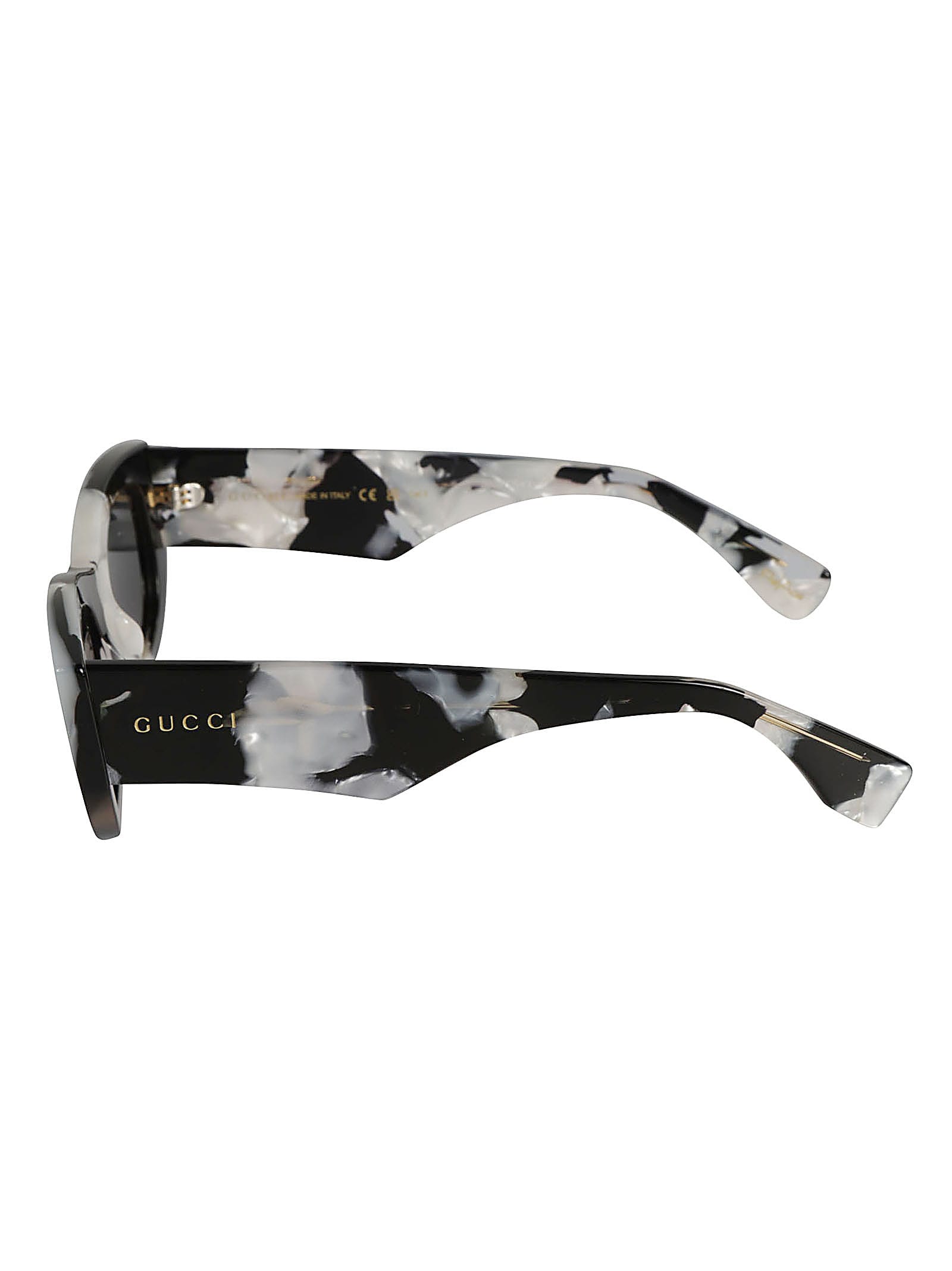 Shop Gucci Oval Thick Sunglasses In Black