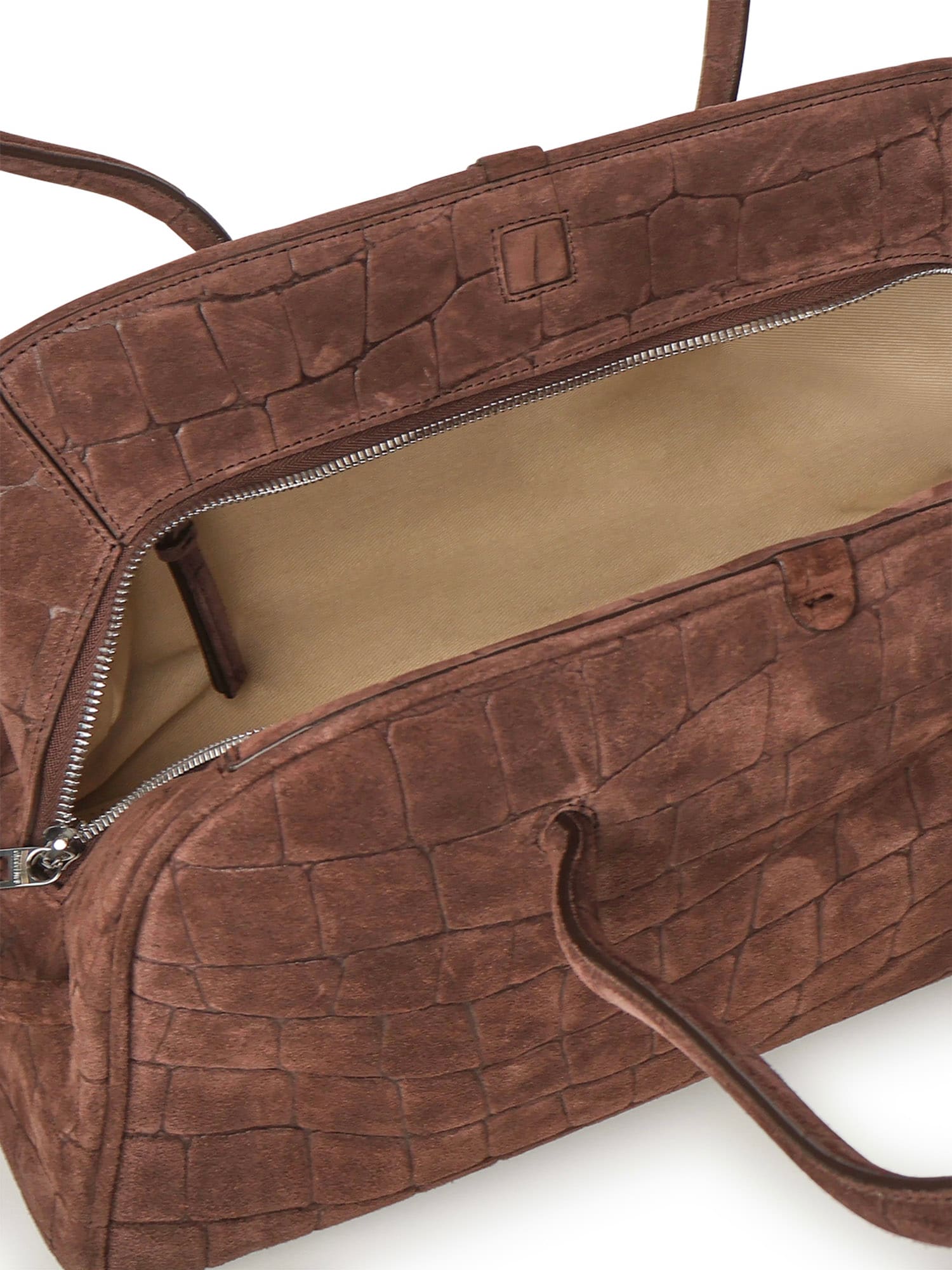 Jacquemus Suede Bowling Bag In Brown
