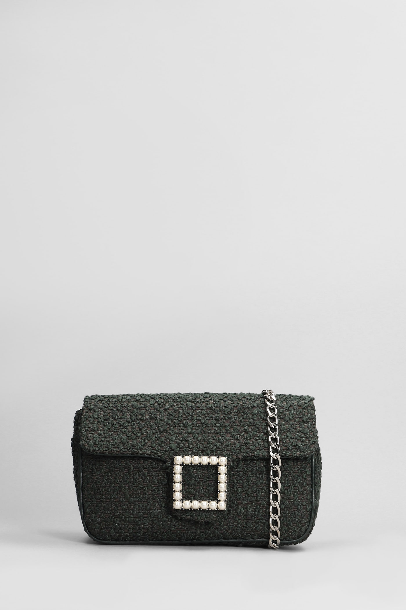 Lunette Shoulder Bag In Green Wool