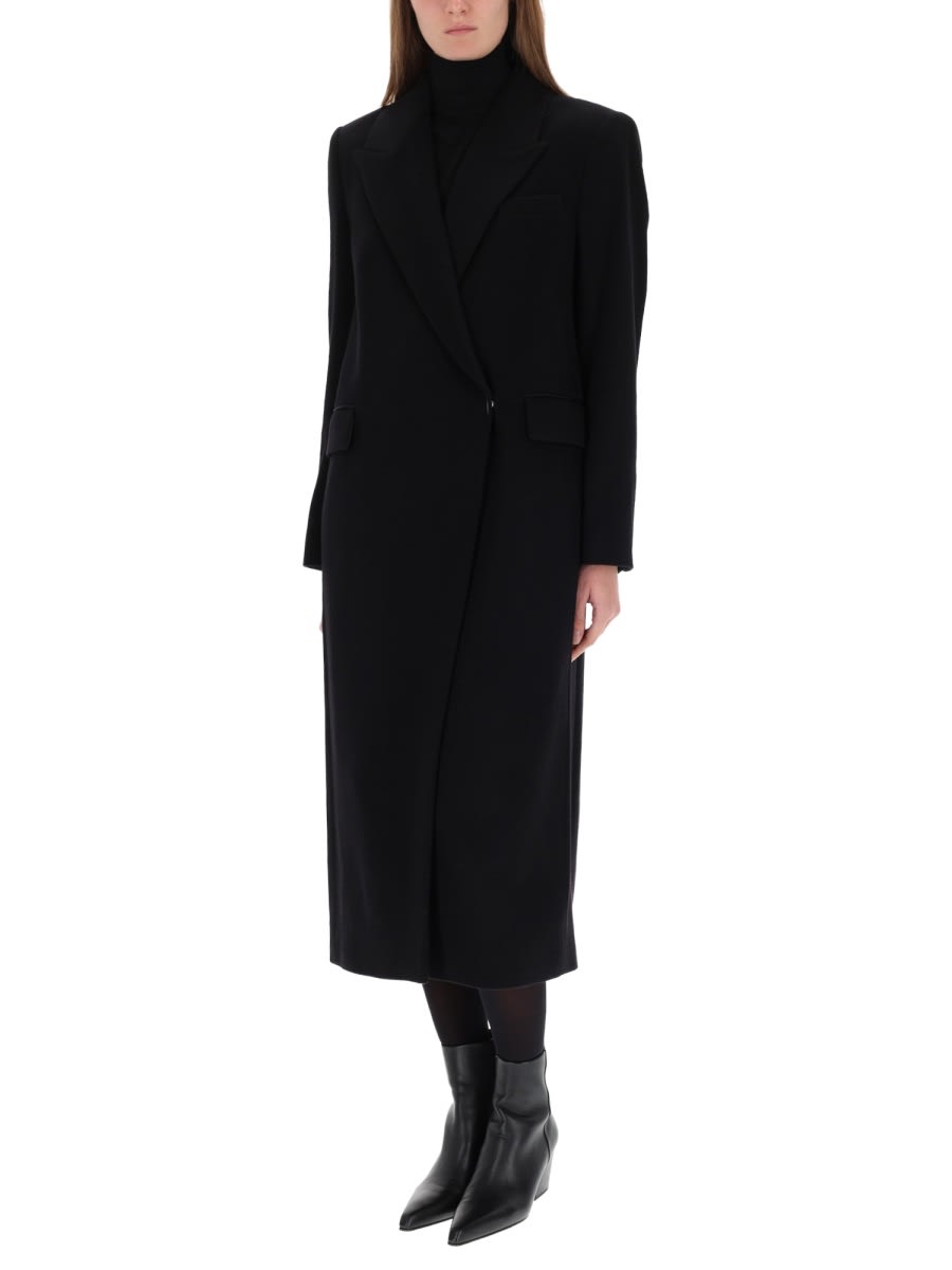 Hugo Boss Long Single Breasted Coat Pockets In Black