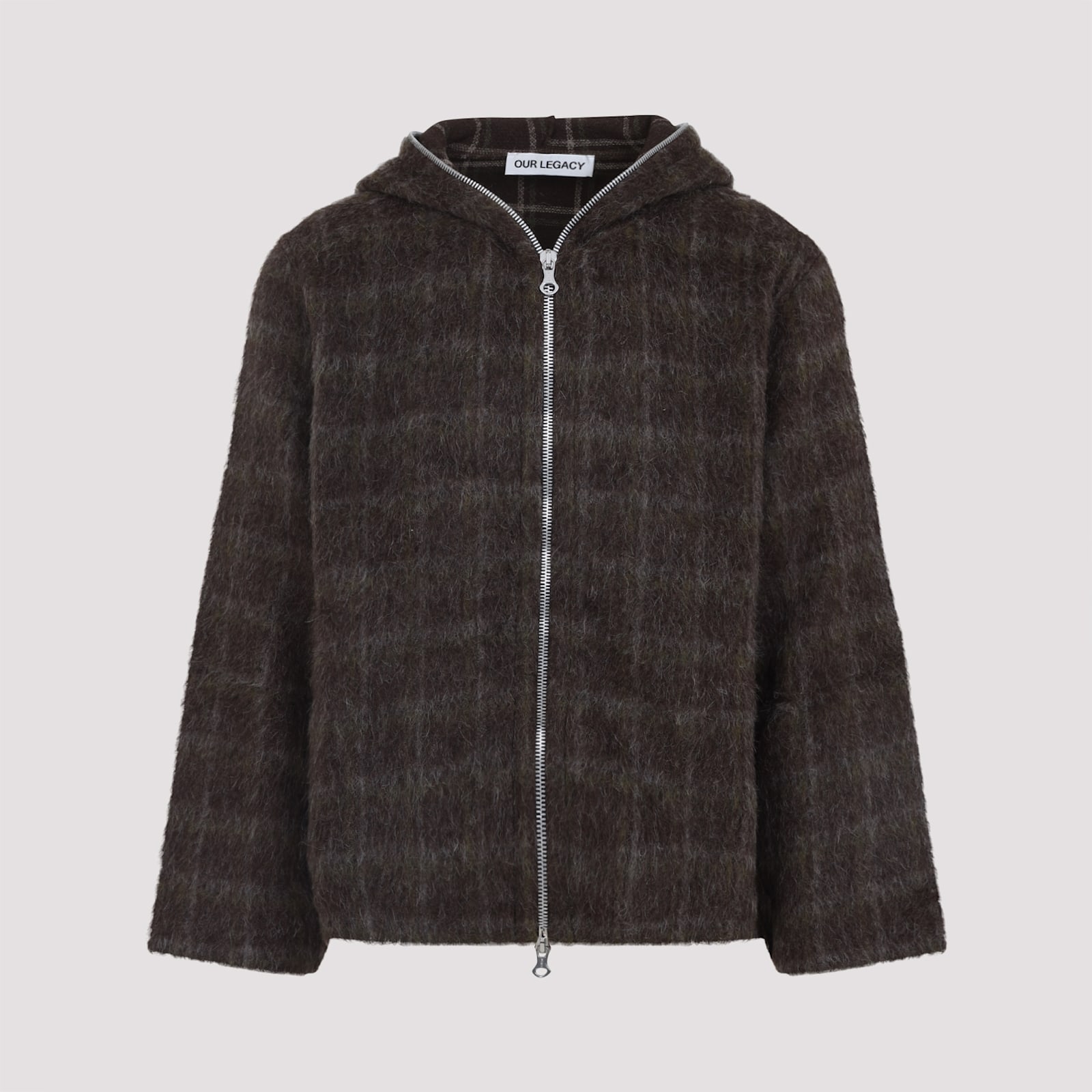Our Legacy Check-pattern Wool-blend Sweatshirt In Brown