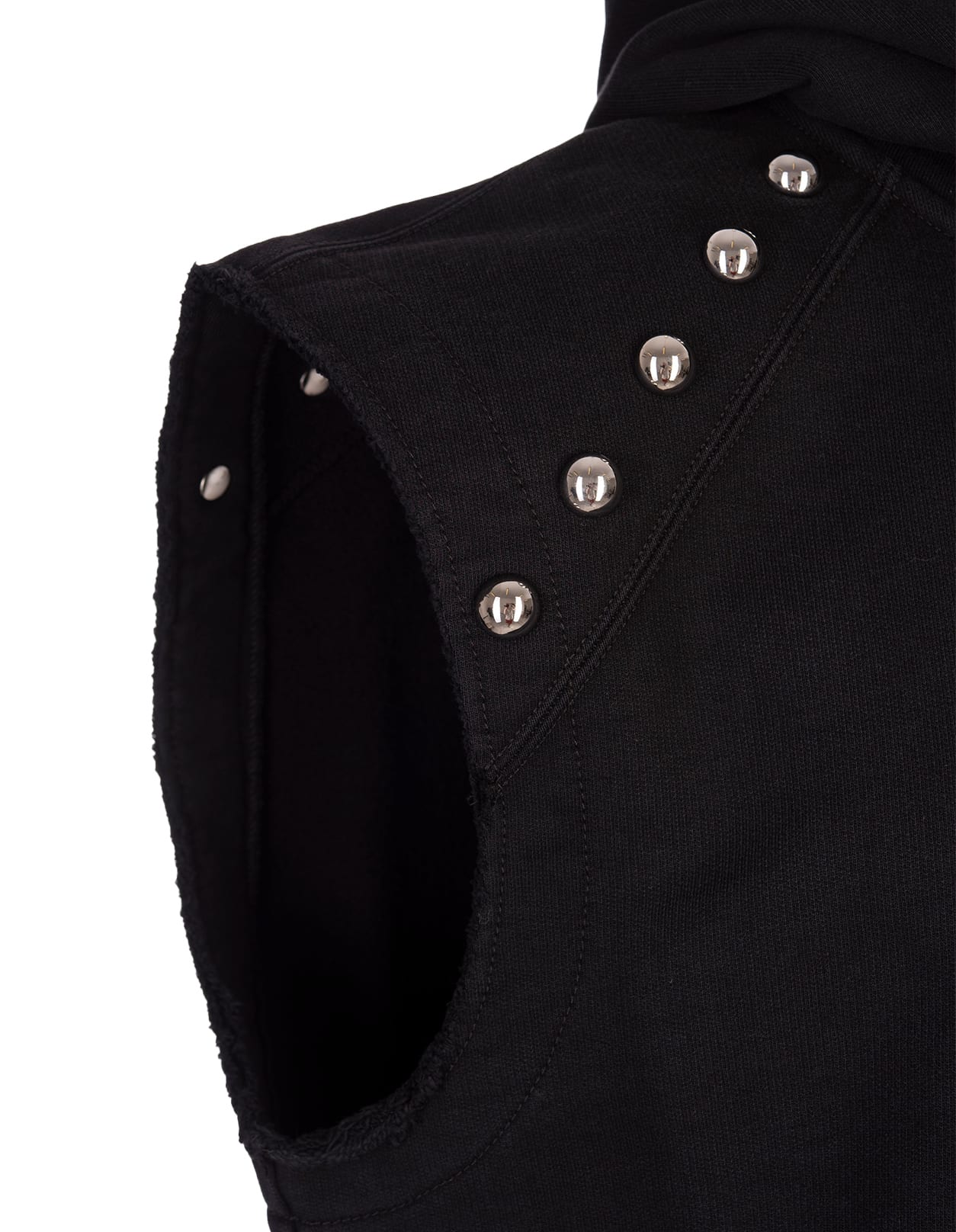 Shop Alexander Mcqueen Black Sleeveless Hoodie With Inverted Skull