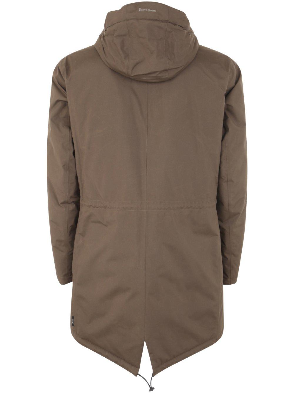Herno Hooded Concealed-zip Fastening Jacket In Military Green