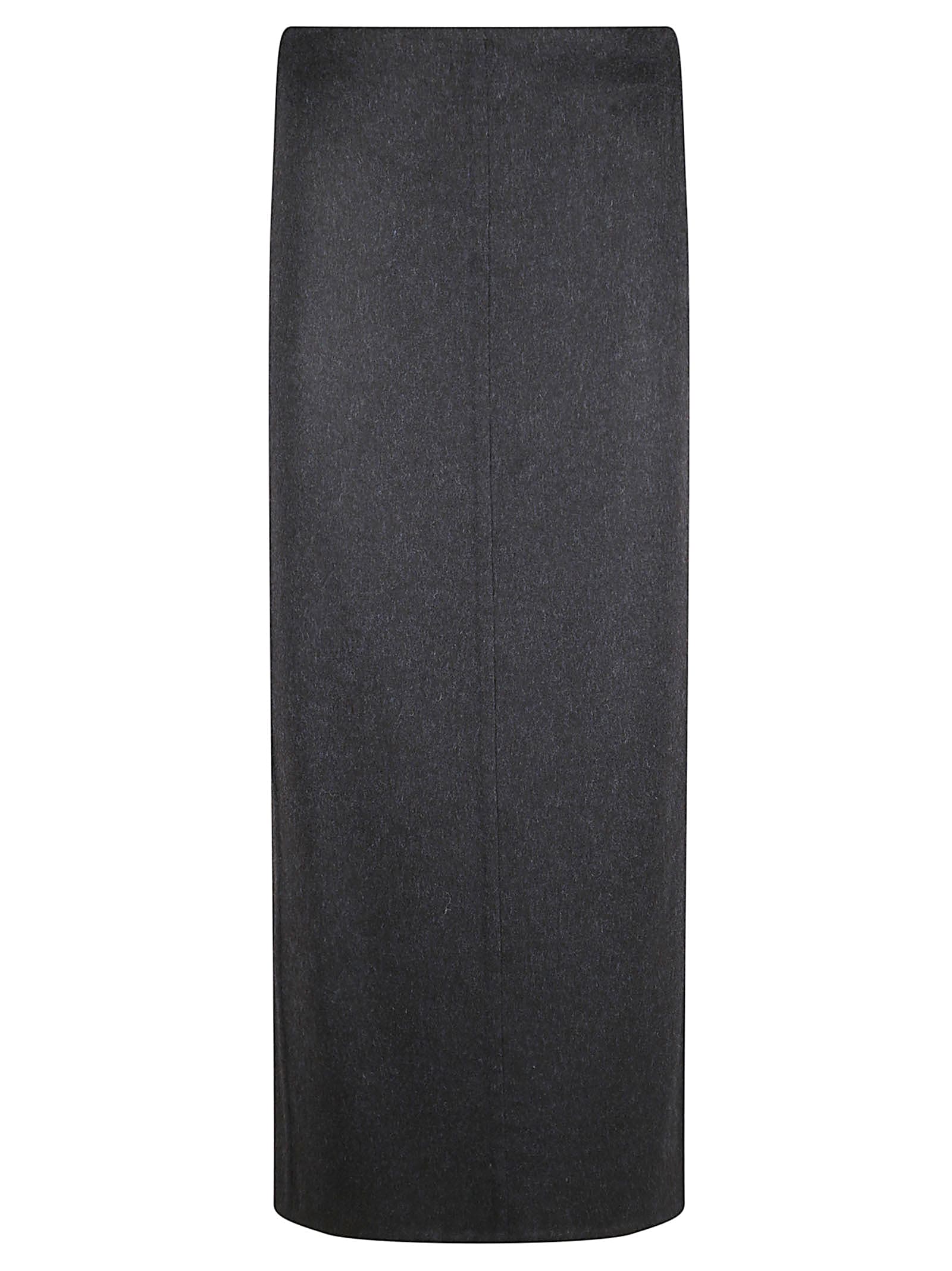 Brunello Cucinelli Midi Skirt In Virgin Wool With Back Slit In Black