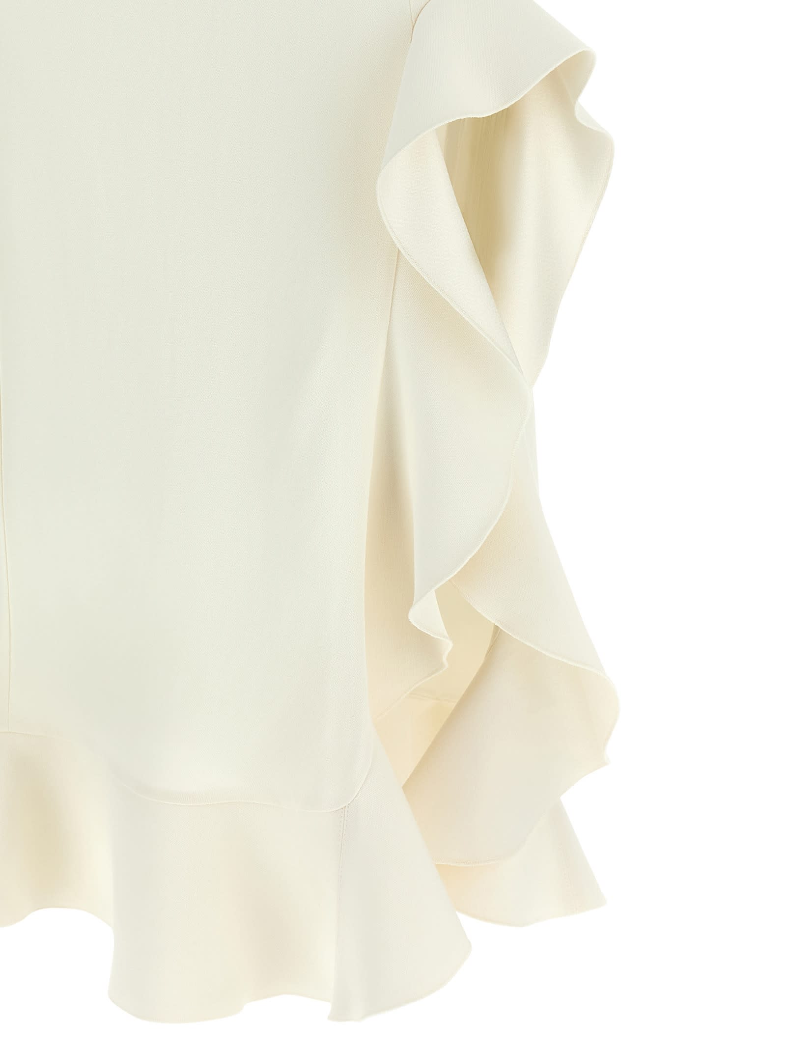 Pinko Ruffle Detail Midi Dress With Scoop Back In White