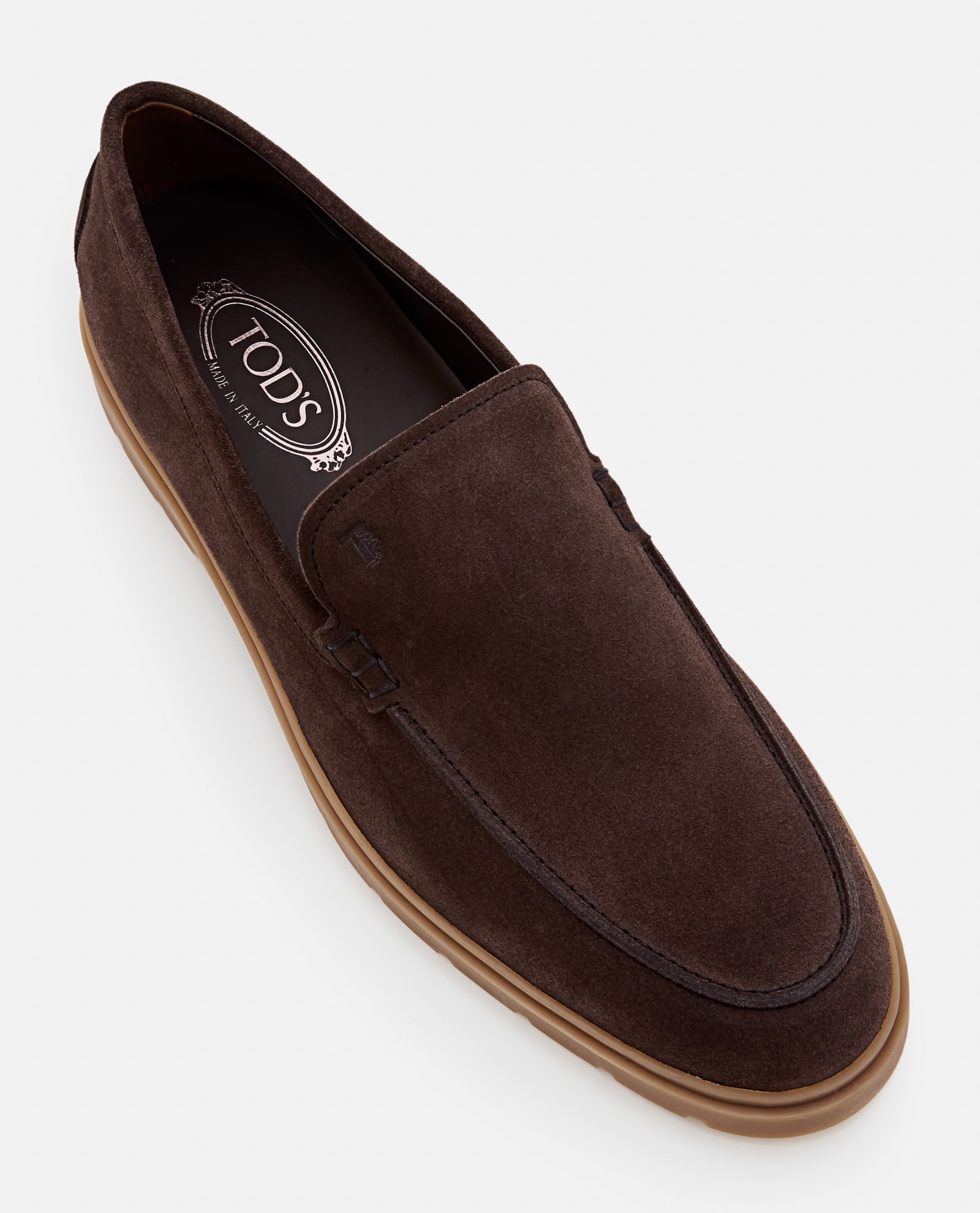 Shop Tod's Mocassino Suede Marrone In Brown