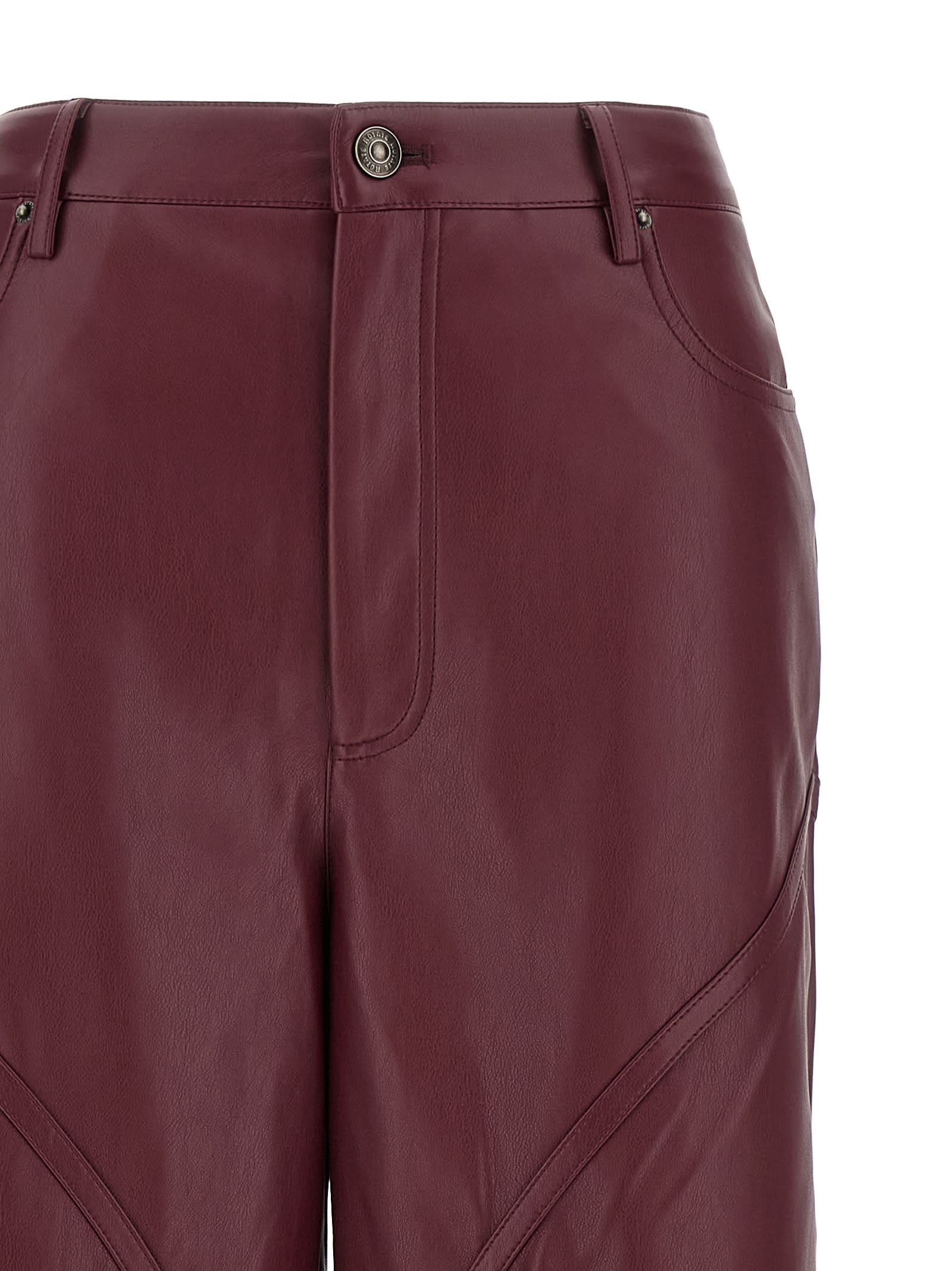 Rotate Birger Christensen Mid Waisted Piping Pants In Burgundy