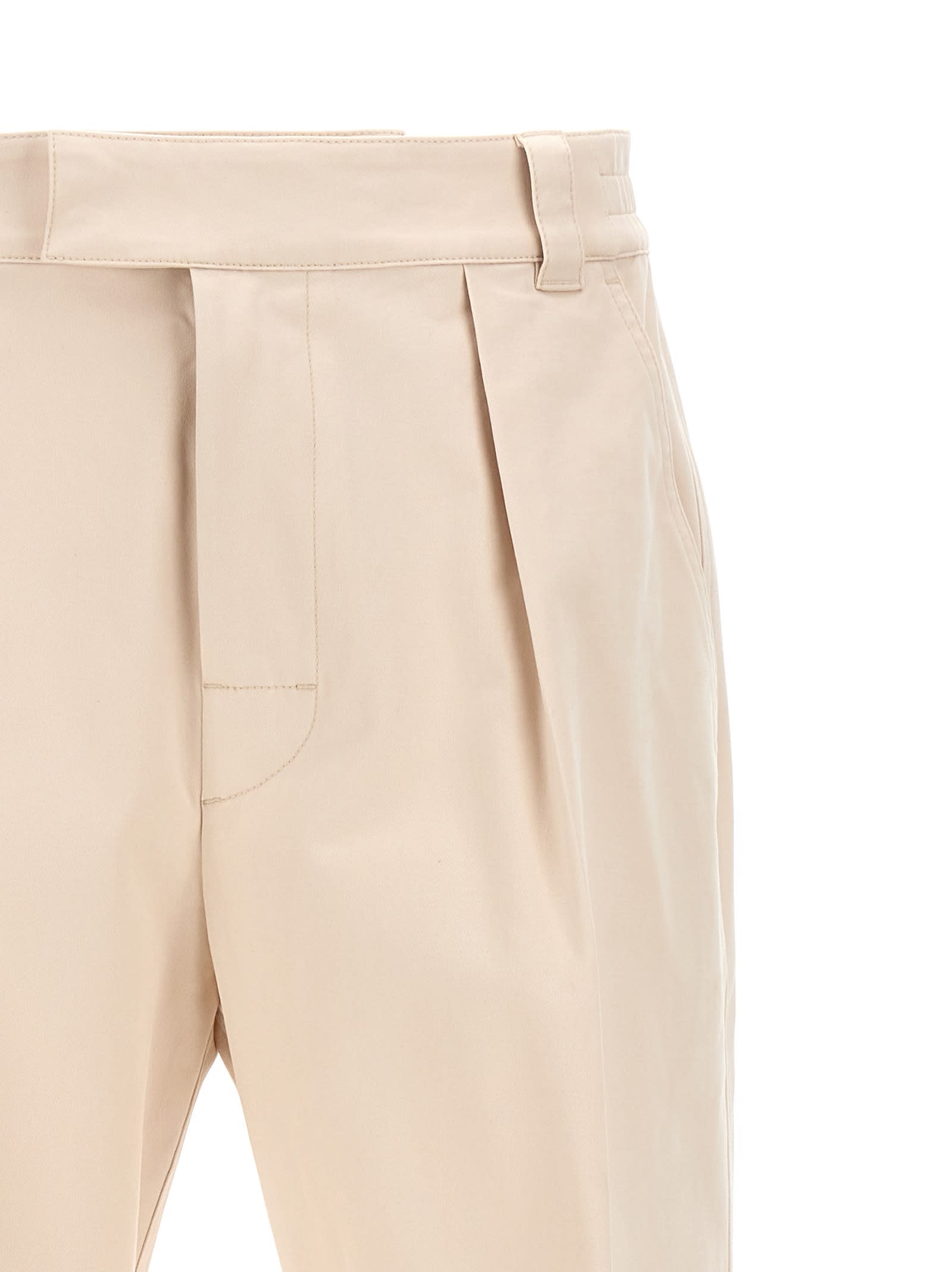 Moncler Trousers Drill Button Detail In Light Beige