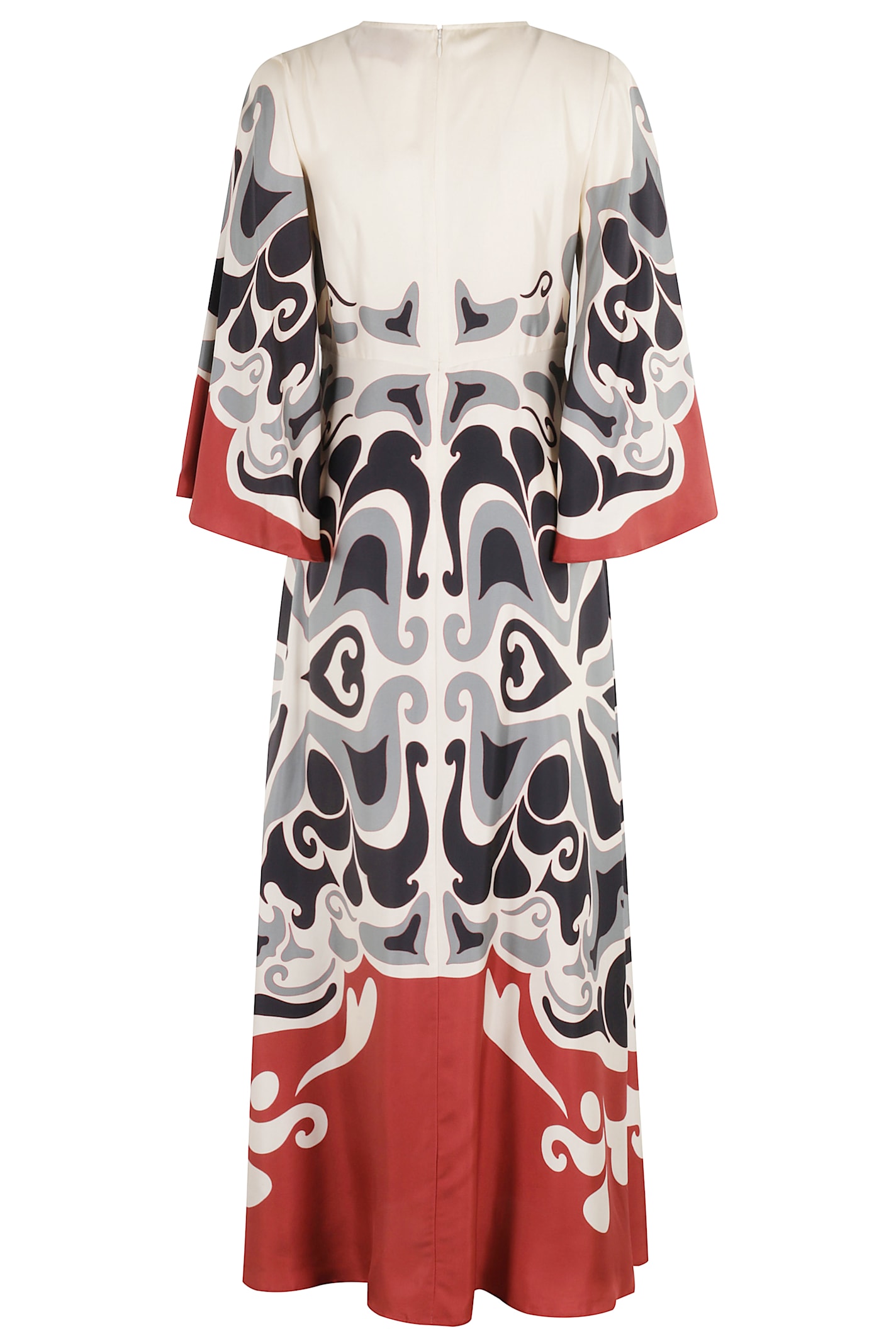 La Doublej Multicolor Long Dress With Round Neck And All Over Motif In Silk Woman In Multi