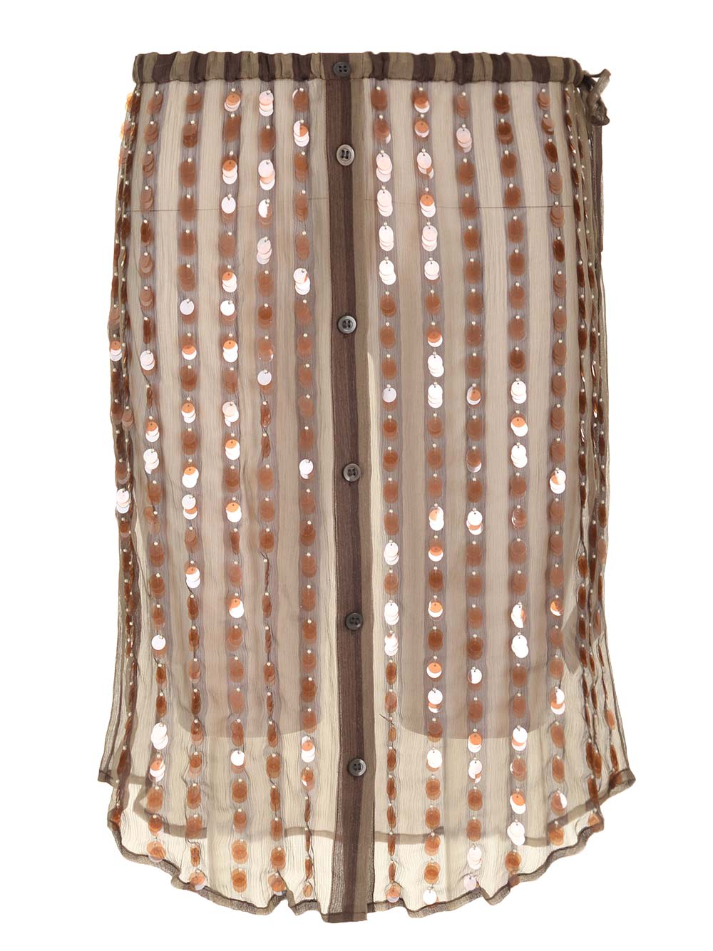Dries Van Noten Silk Chiffon Skirt In Brown