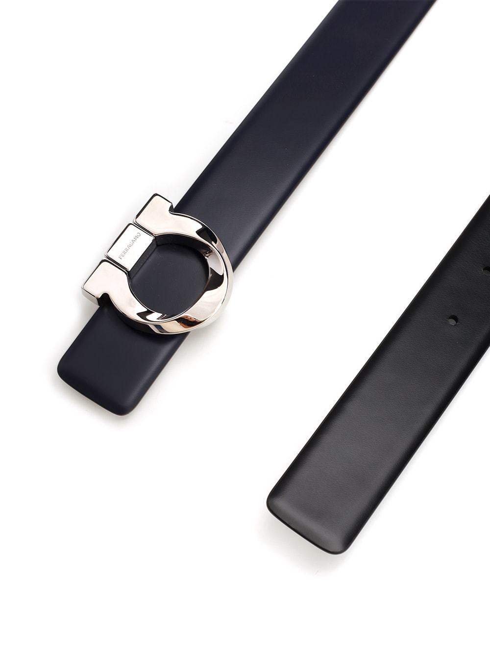 Shop Ferragamo Gancini Reversible Belt In Black