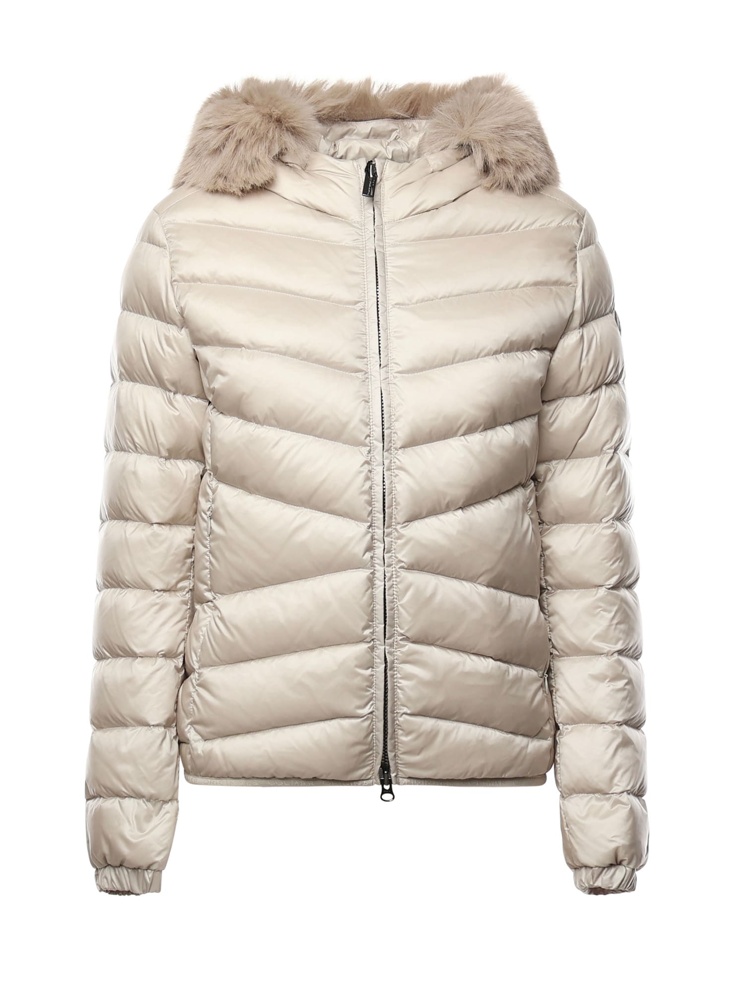 Colmar Quilted Down Jacket With Faux Fur In Neutral
