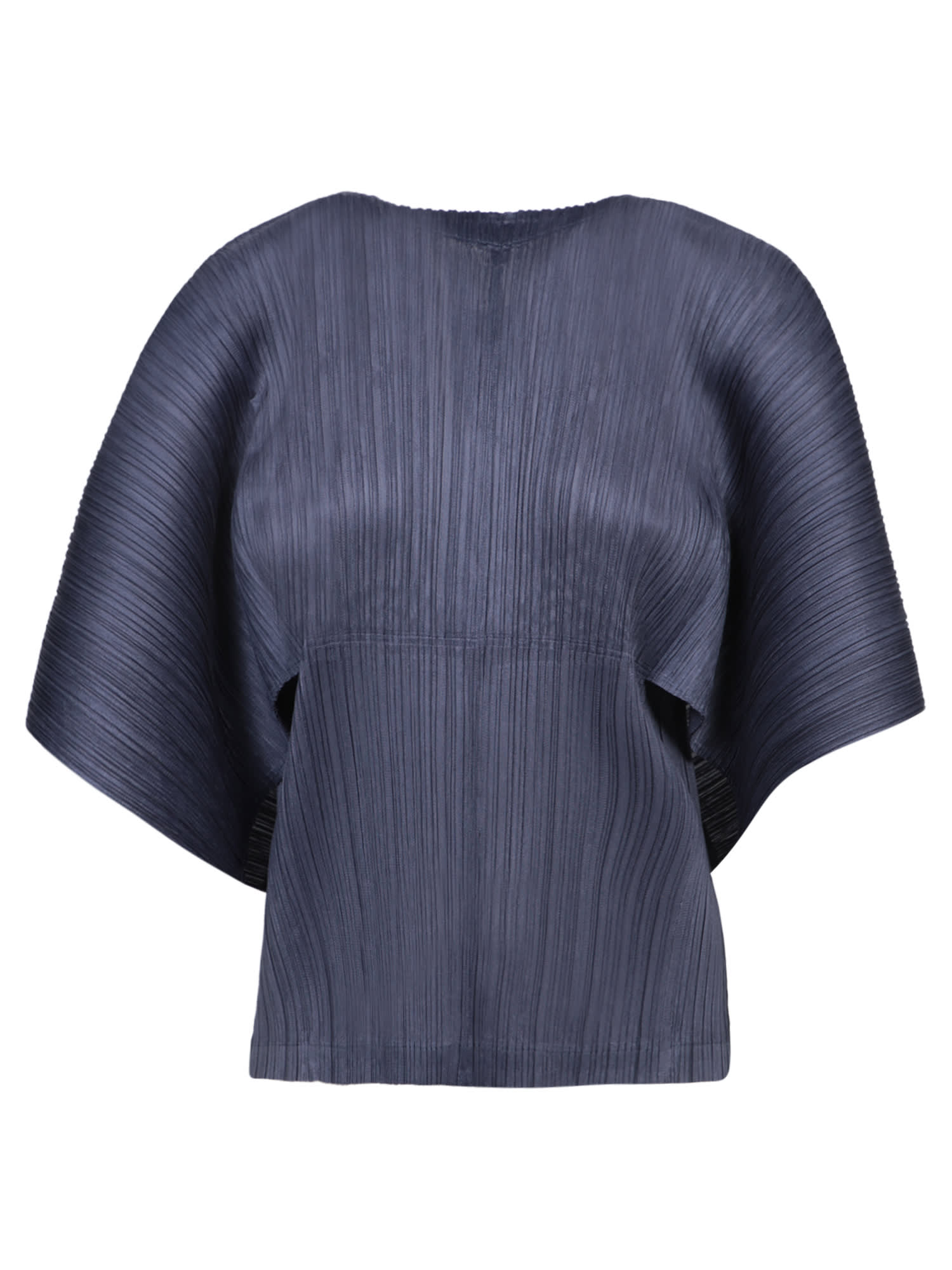 ISSEY MIYAKE PLEATED GREY-BLUE ZIP CARDIGAN 