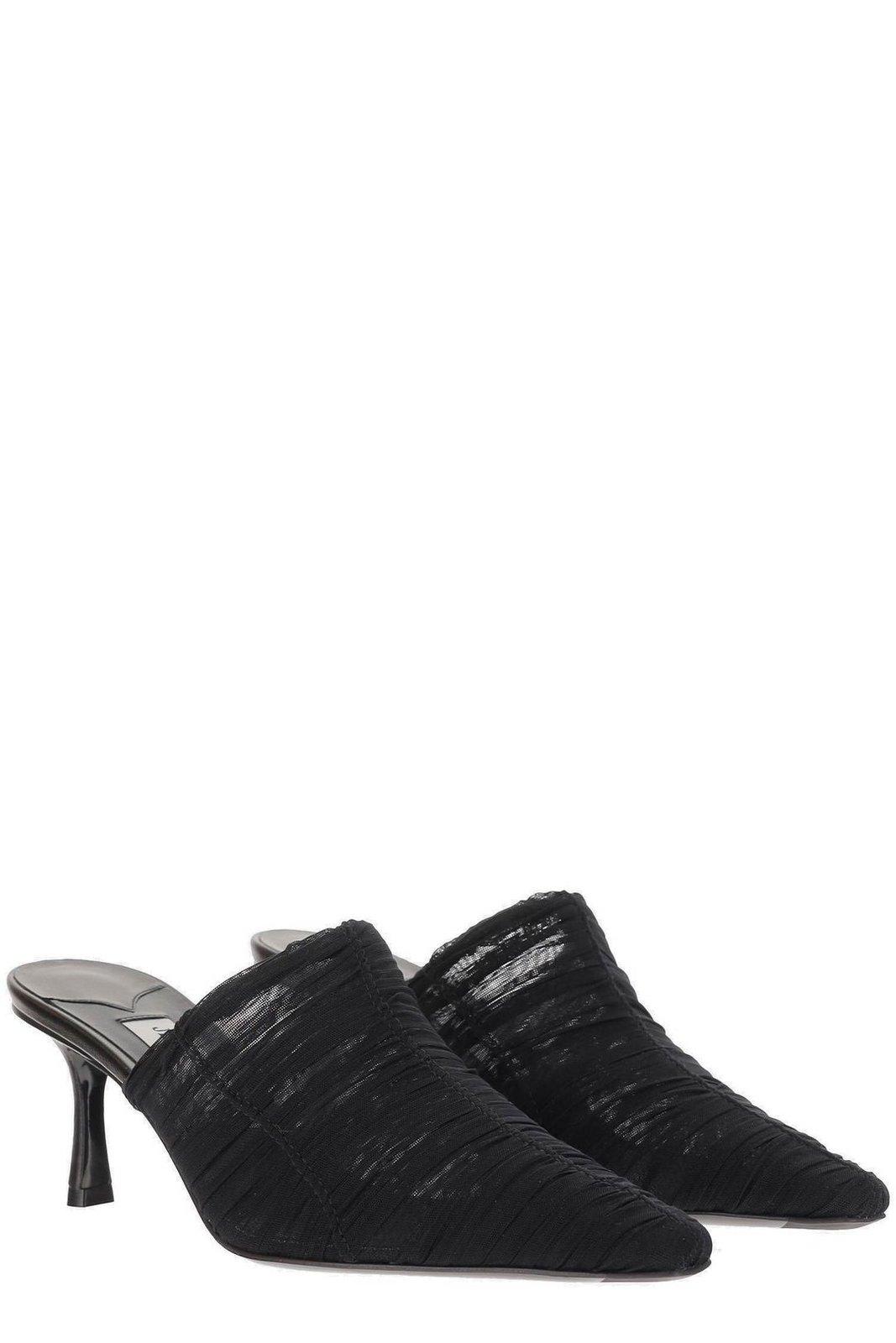 Jimmy Choo Draped Pointed Toe Stiletto Mules In Black