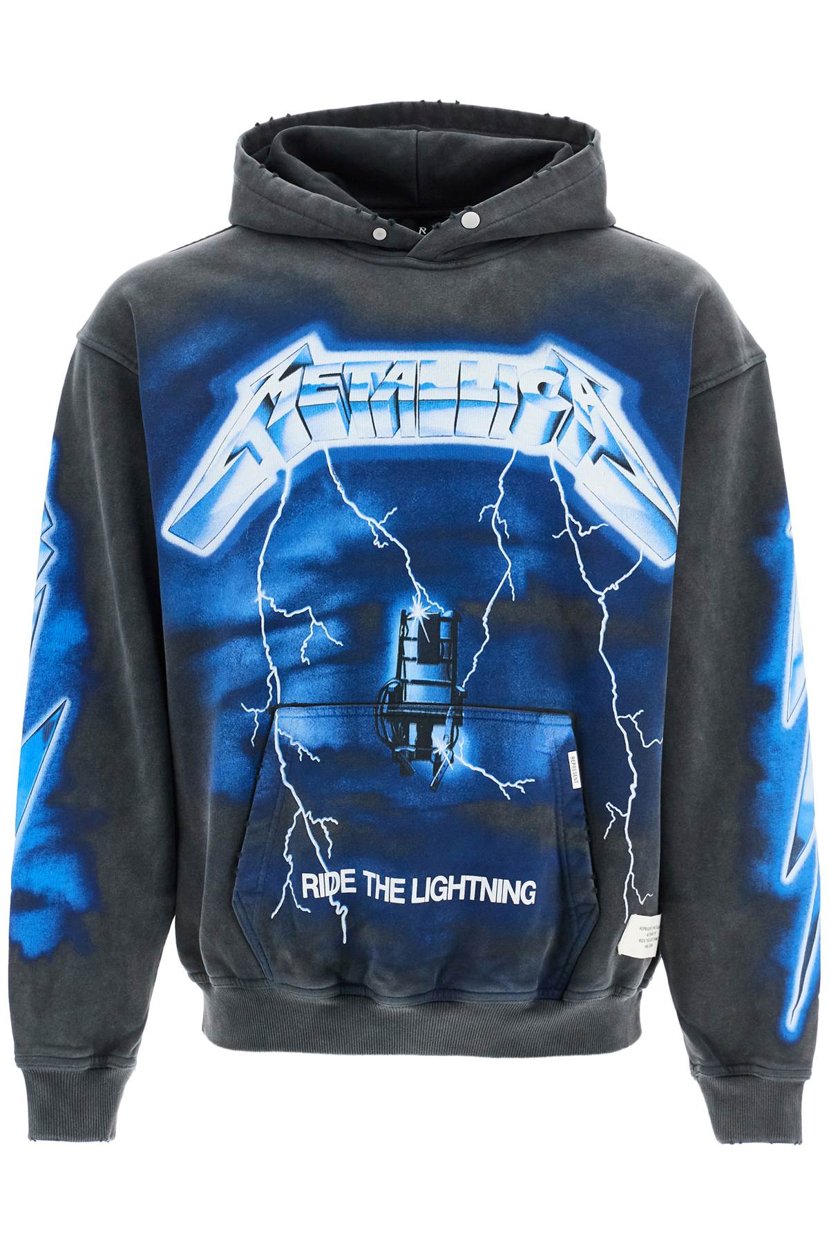 Vintage Gray Cotton Hoodie Metallica Ride The Lightning