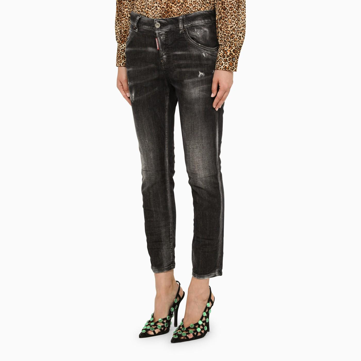 Shop Dsquared2 Washed Black Slim Jeans In Nero