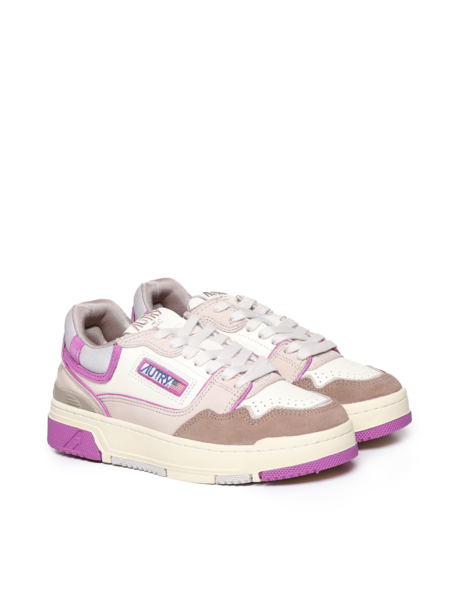 Shop Autry Clc Low Sneakers In Fuchsia, Natural